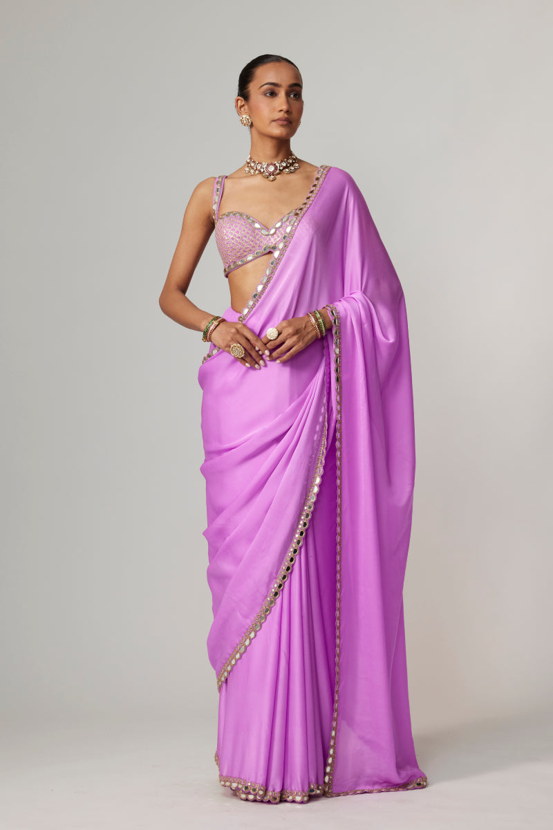 MAUVE SAREE SET