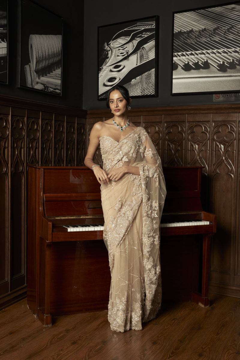 Beige Saree Set