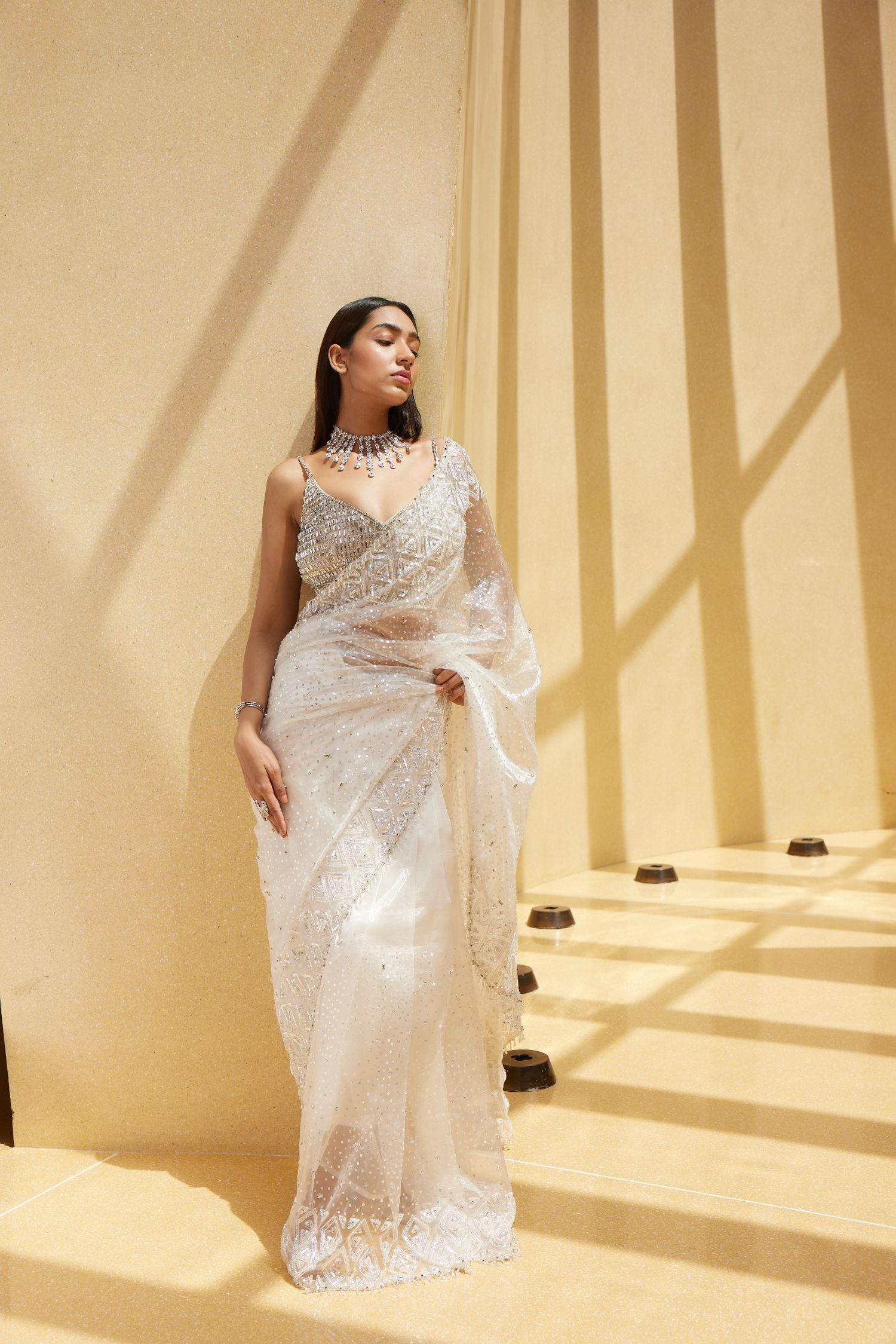 Stone Embellished Tissue Saree