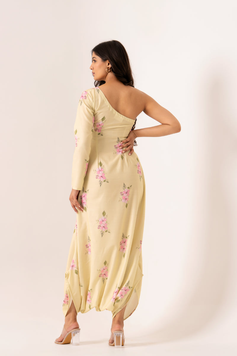 Summer Green One-Shoulder Dhoti Jumpsuit