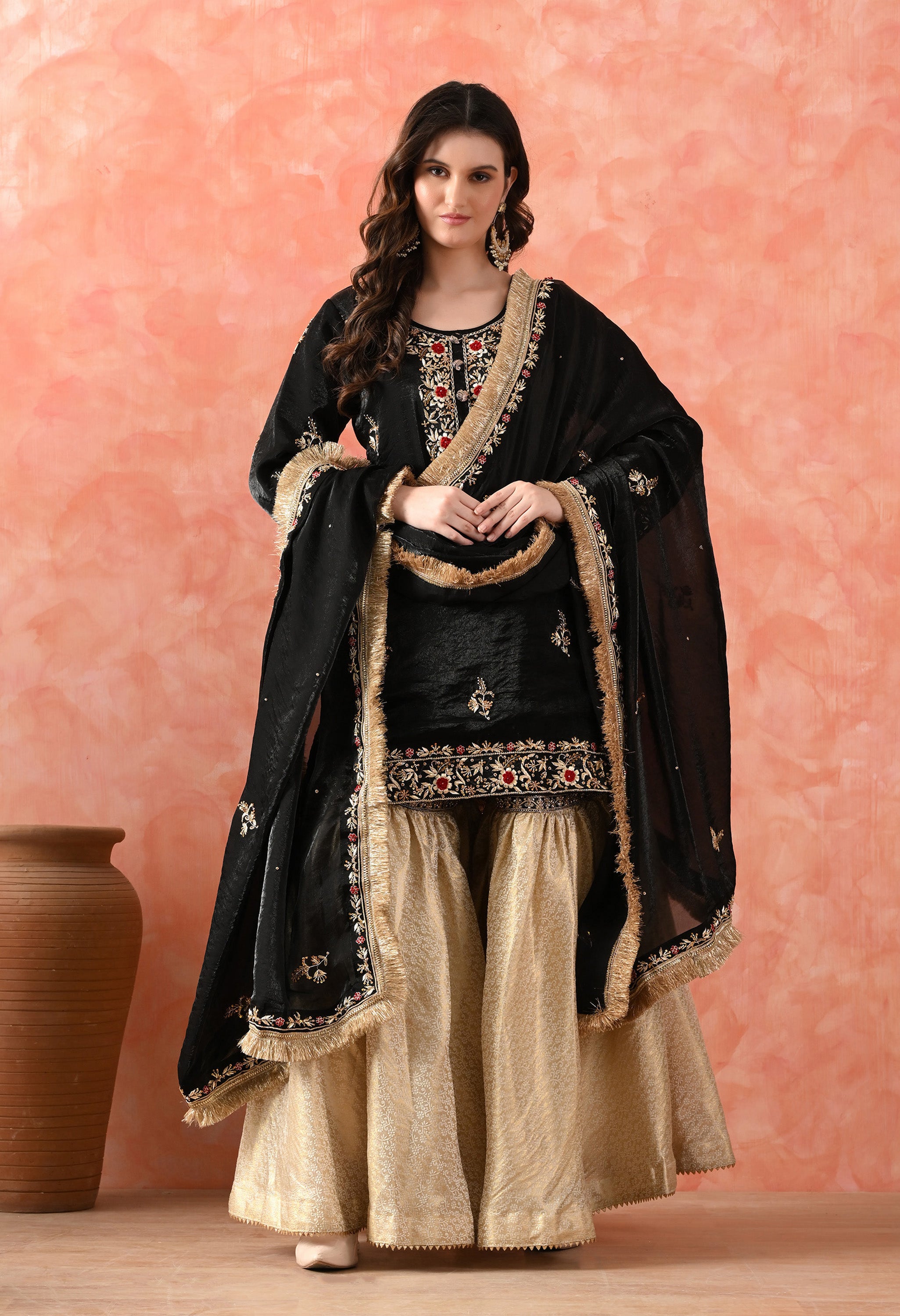 Red Gharara Set