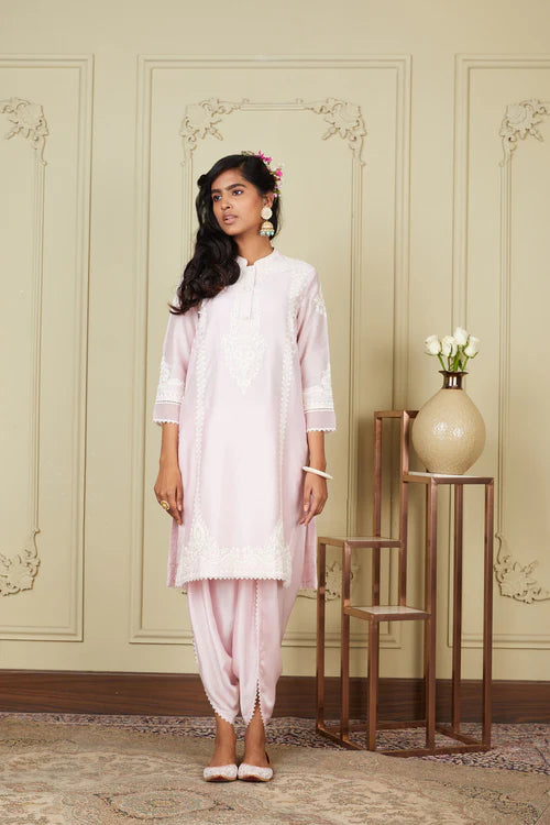 Ayanna Pearl Blush Short Kurta With Dhoti
