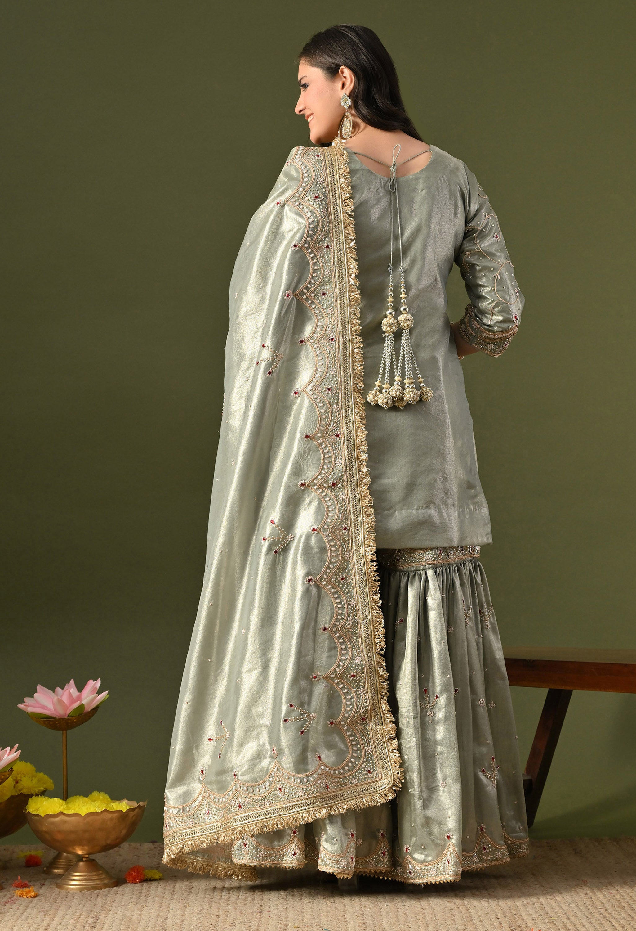 Green Gharara Set