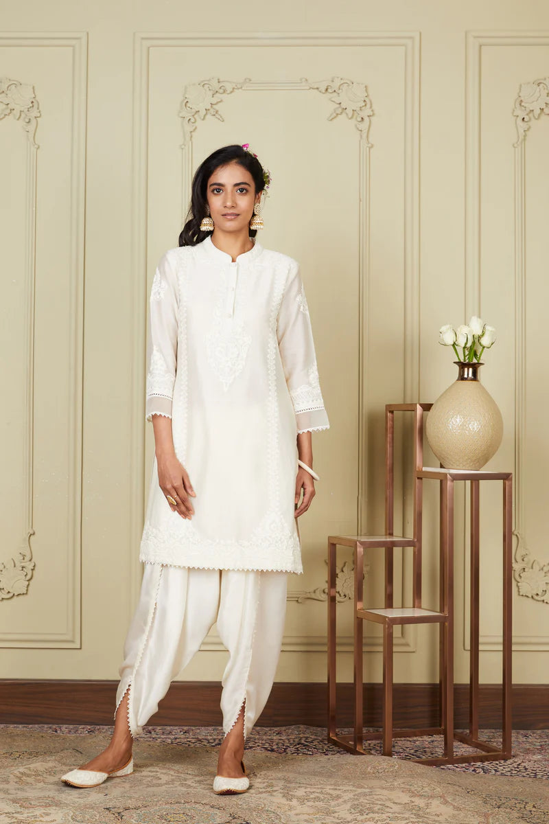 Ayanna Daisy Ivory Short Kurta With Dhoti
