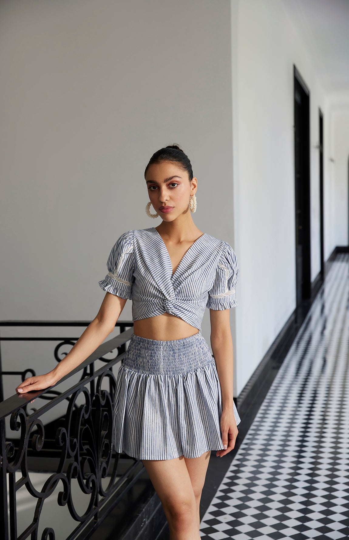 Stripe Top & Skirt Set