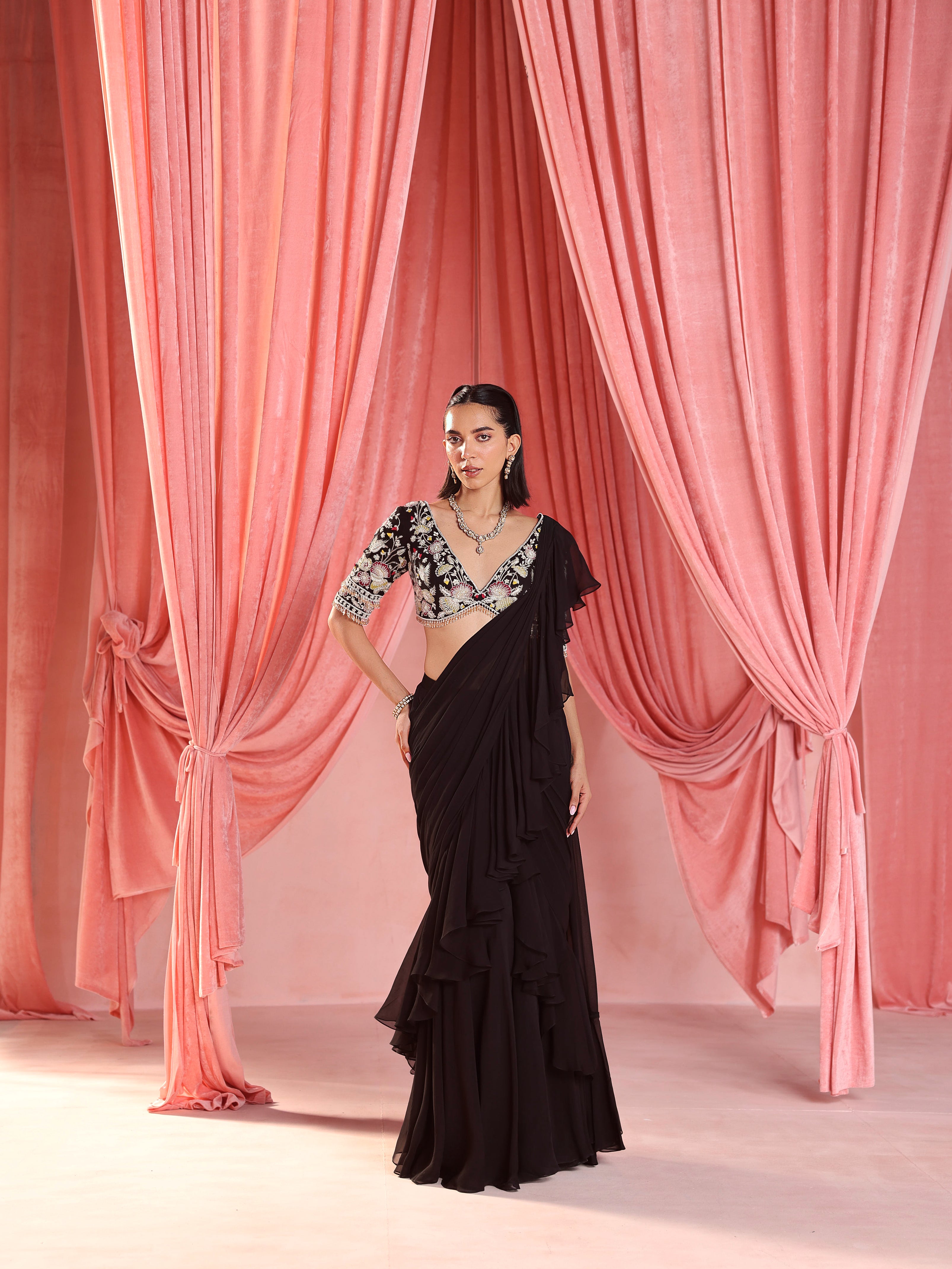 Pre-Stitched Ruffle Saree