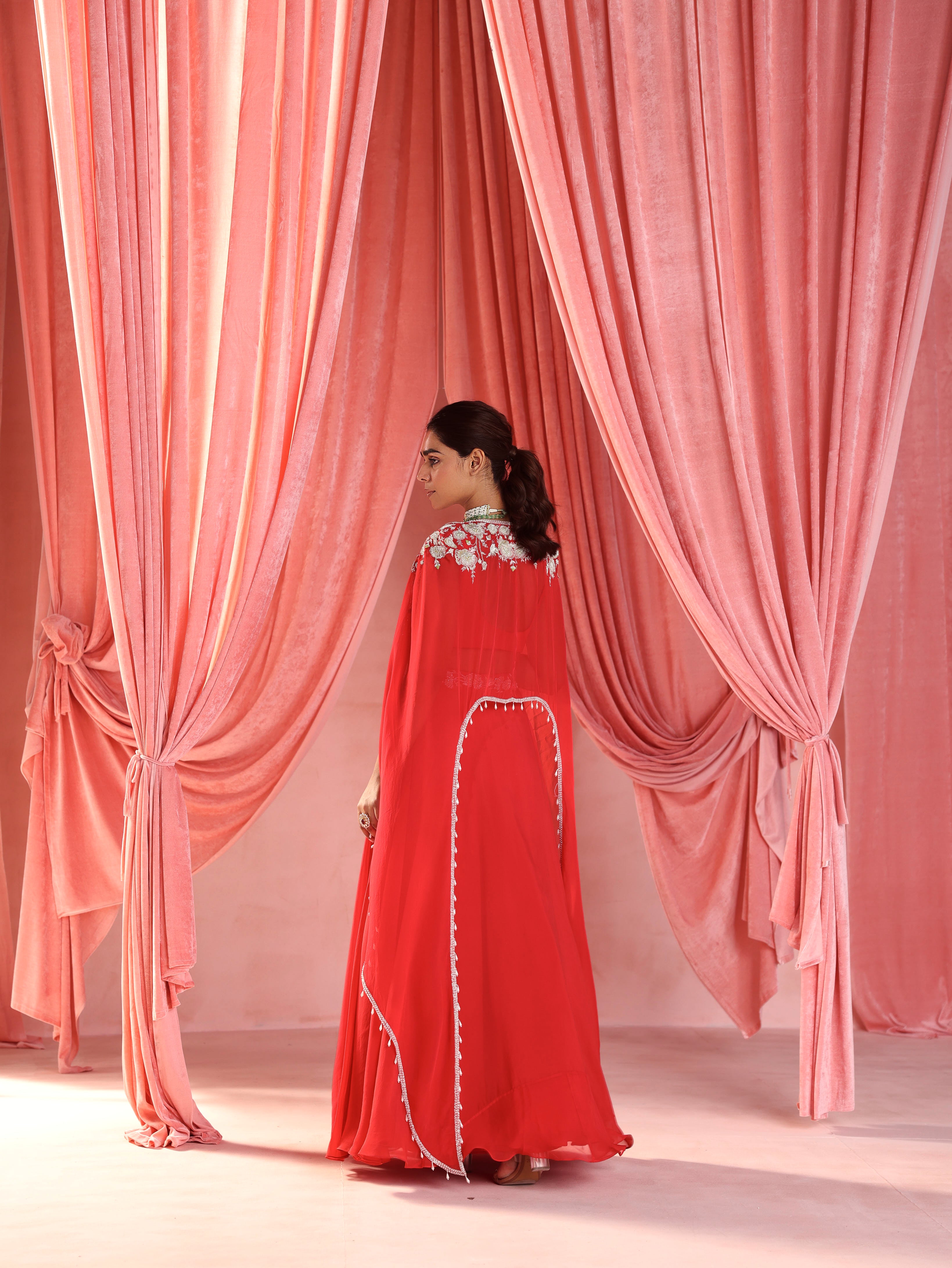 Choli+Cape+Skirt