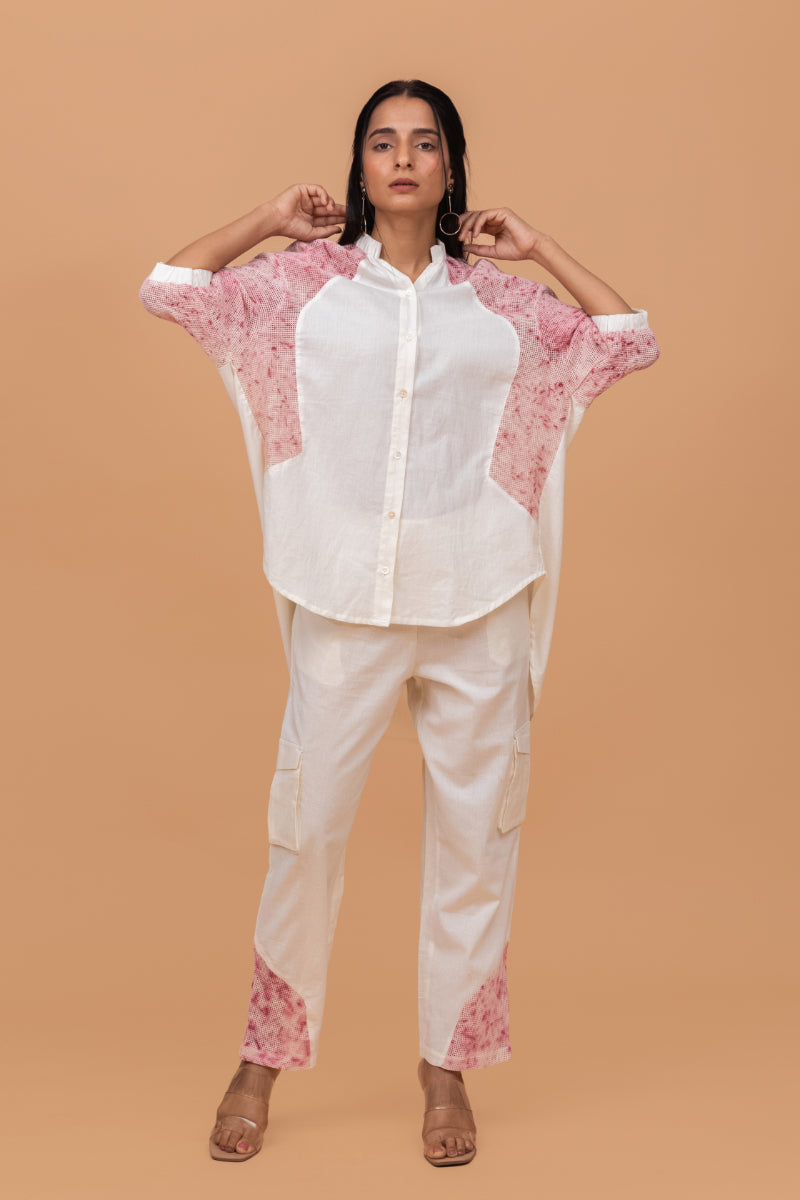 Mesh Ecoprint Antfit Cotton Khadi Off White Co-ord