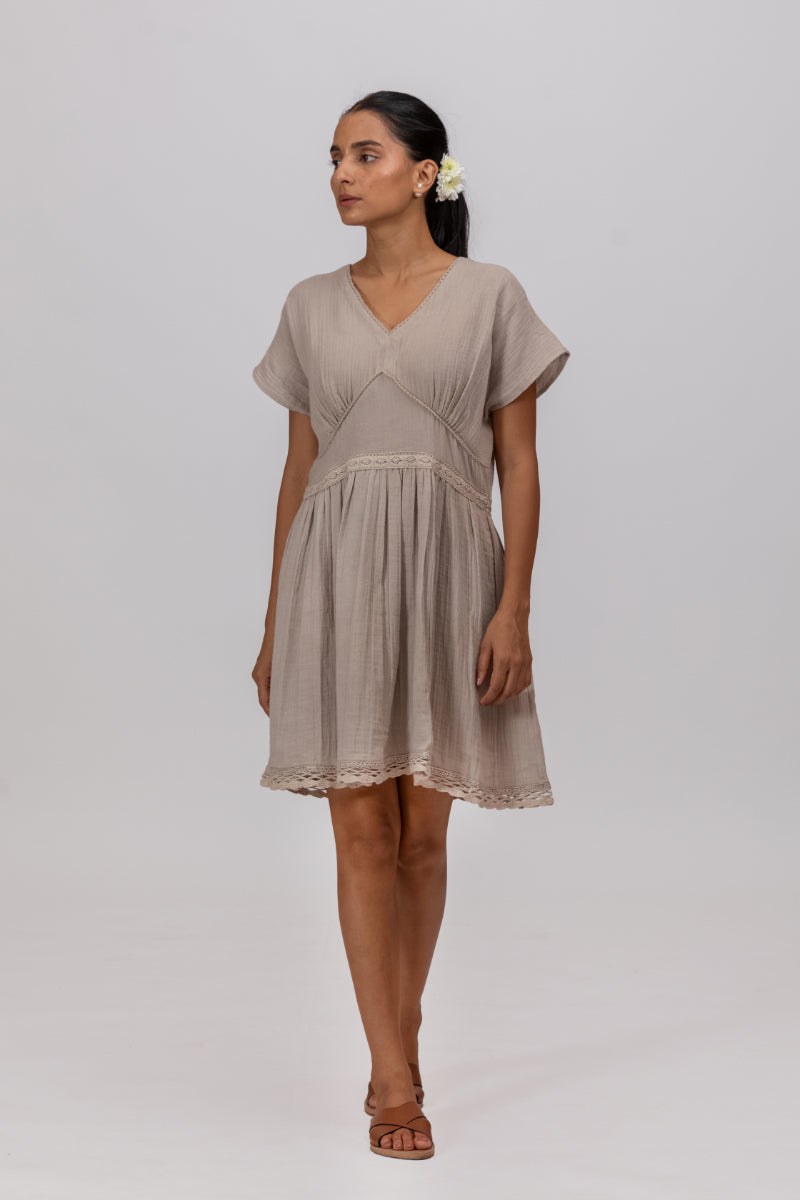 Shadu Clay Gots-Certified Wrinkle Cotton Summer Frock