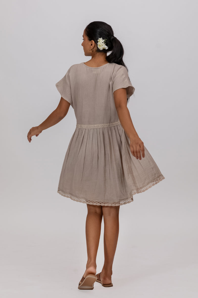 Shadu Clay Gots-Certified Wrinkle Cotton Summer Frock