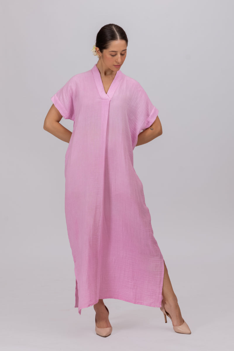 Lilac Gots Certified Wrinkle Cotton Maxi Dress