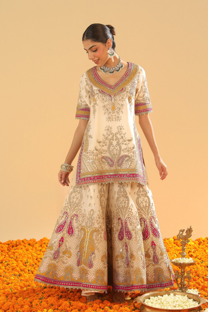 Sadiya-Short Kurta with Sharara and Dupatta