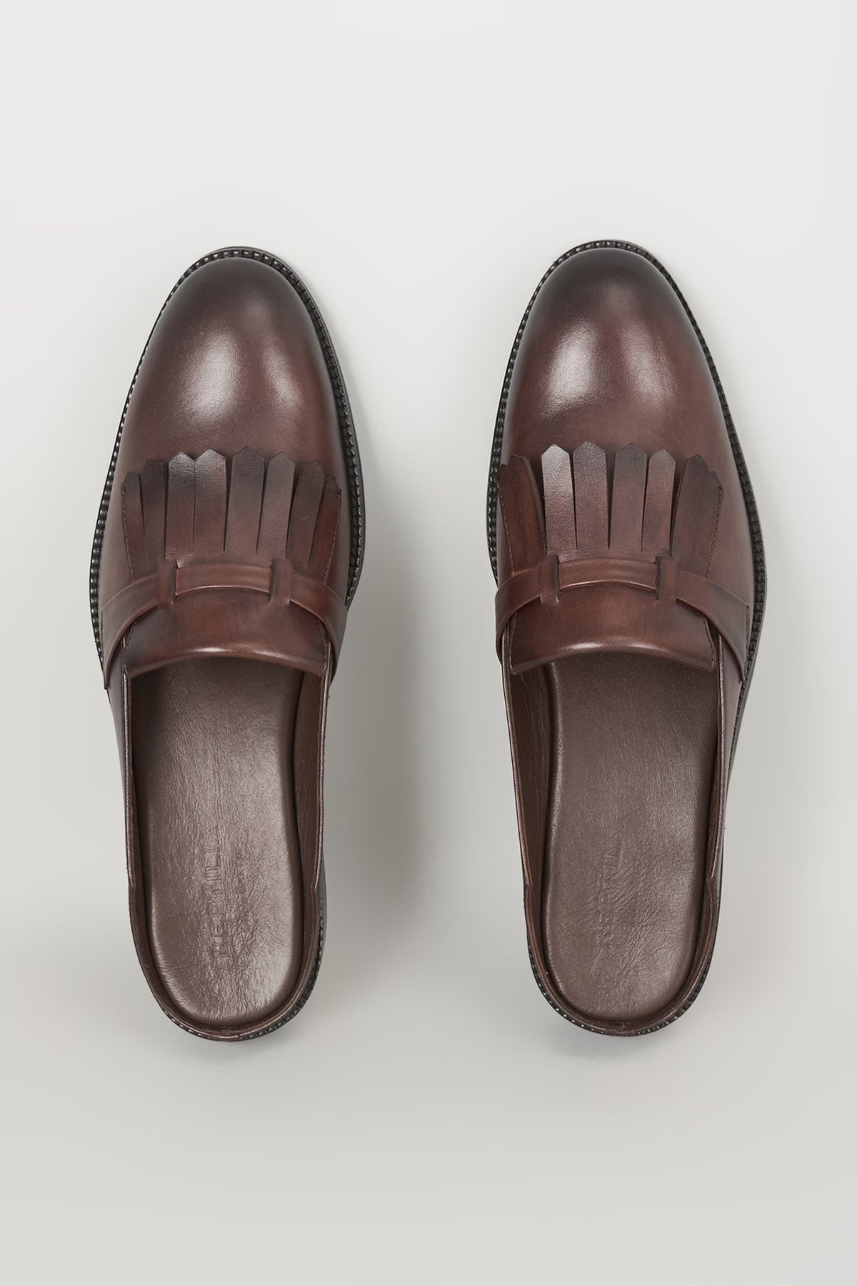 Brown Espresso-Toned Leather Mules