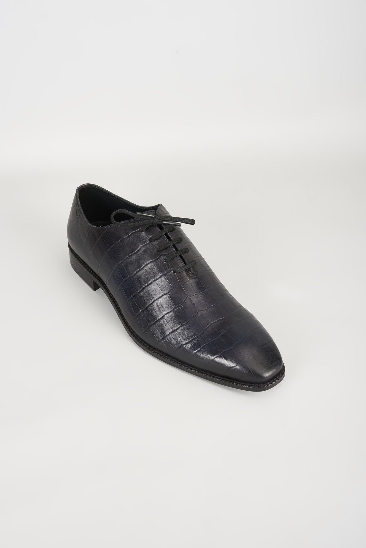 Midnight Blue Embossed Leather Oxford Shoes