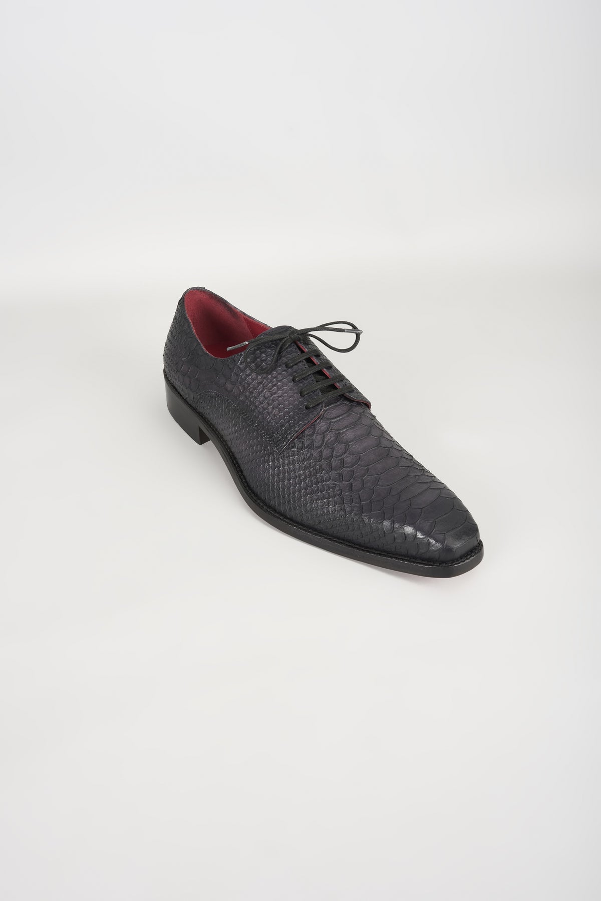 Black & Grey Embossed Leather Derby Shoes