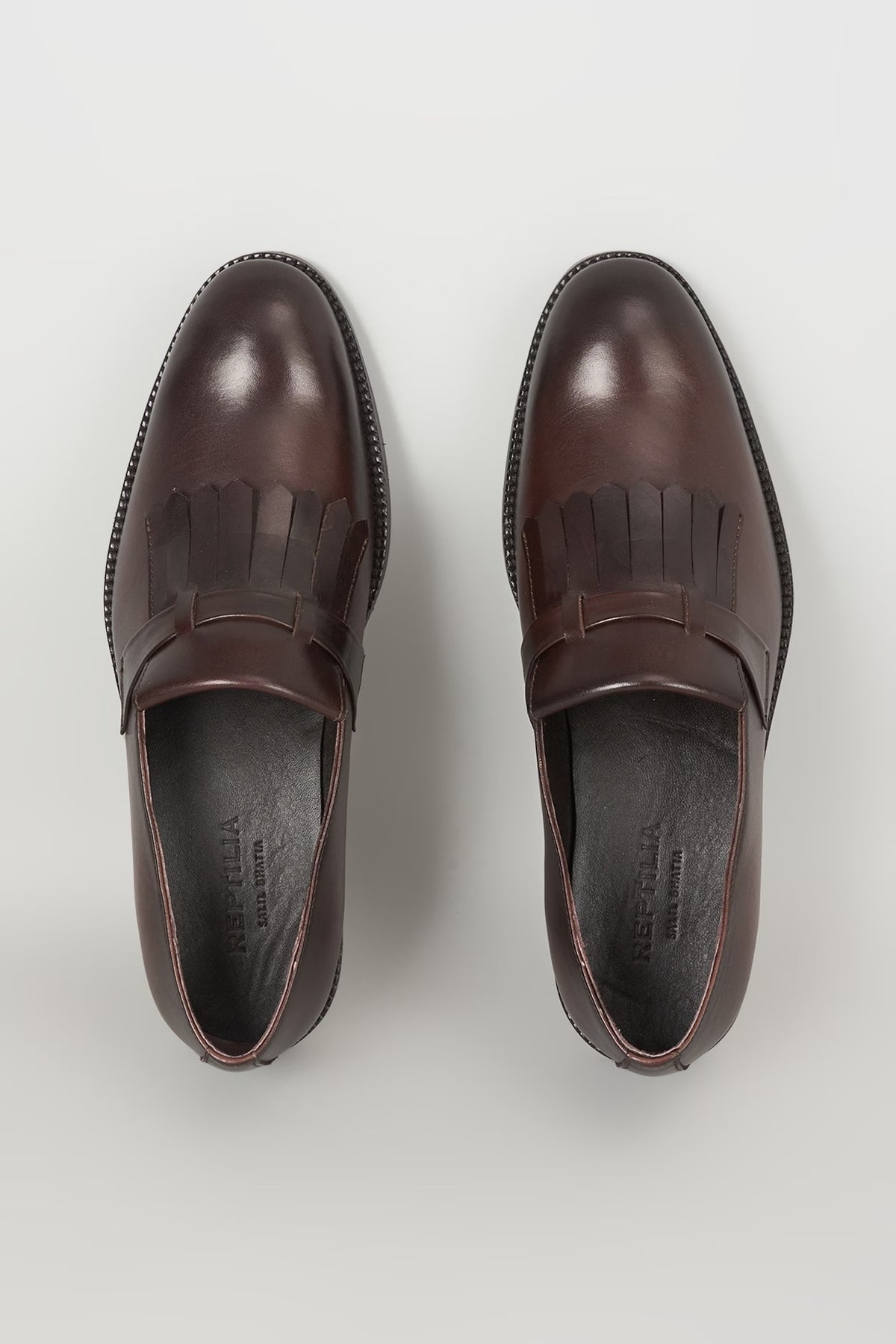 Burnished Dark Brown Leather Loafers