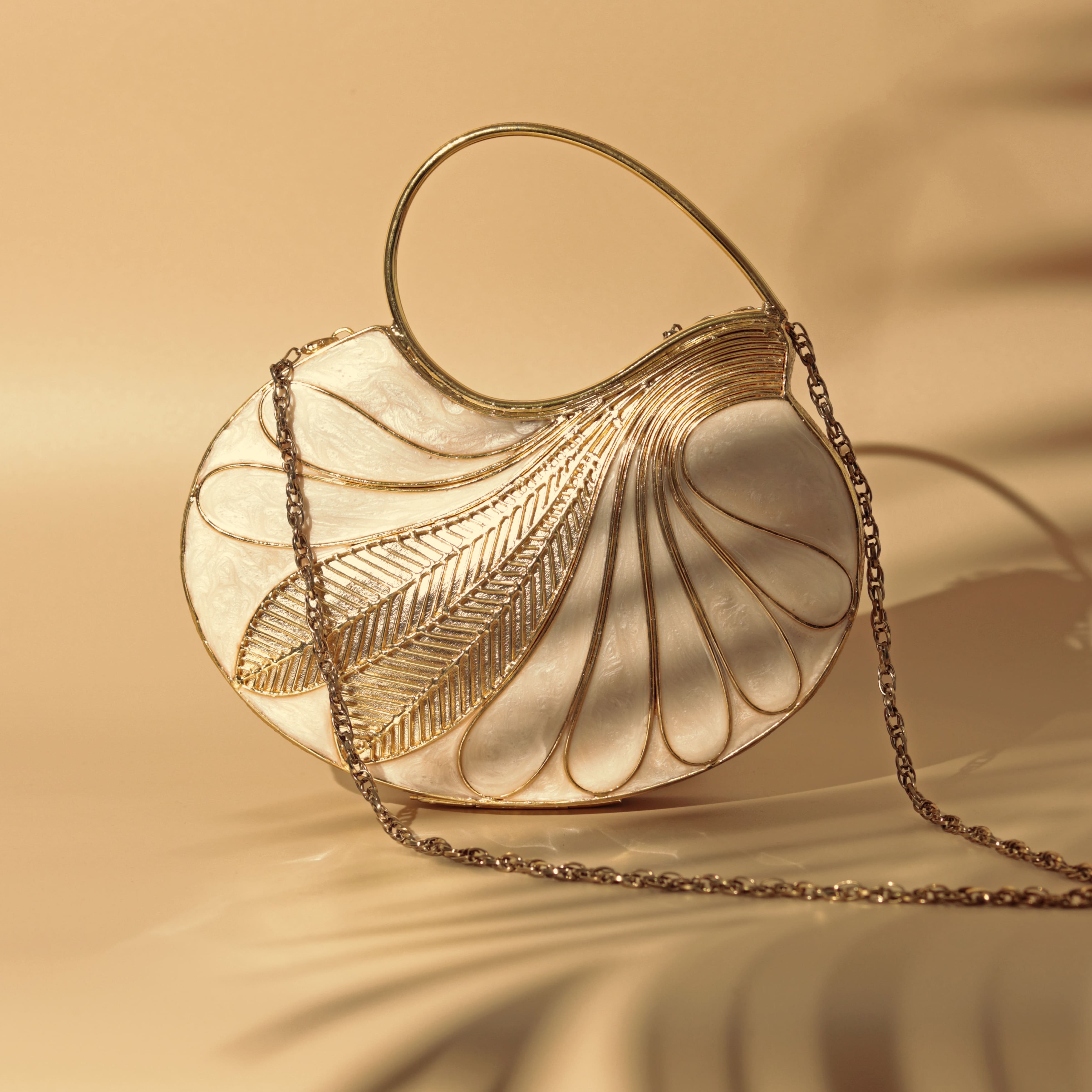 THE TAN CLAN Saniya Embellished Mother of Pearl Clutch