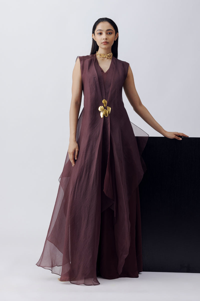 CAPE WITH GOLD BUTTONS AND JUMPSUIT