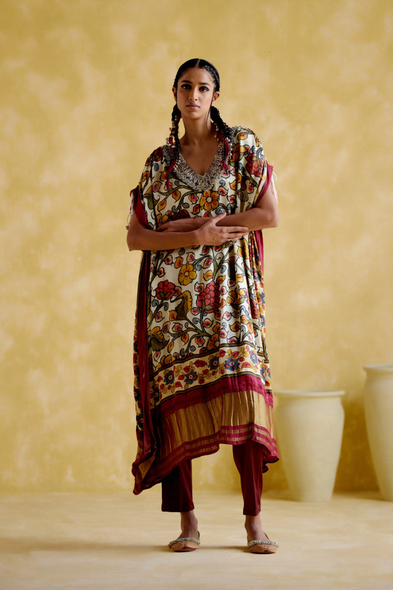 Selene-Maroon Digital Print Kaftan