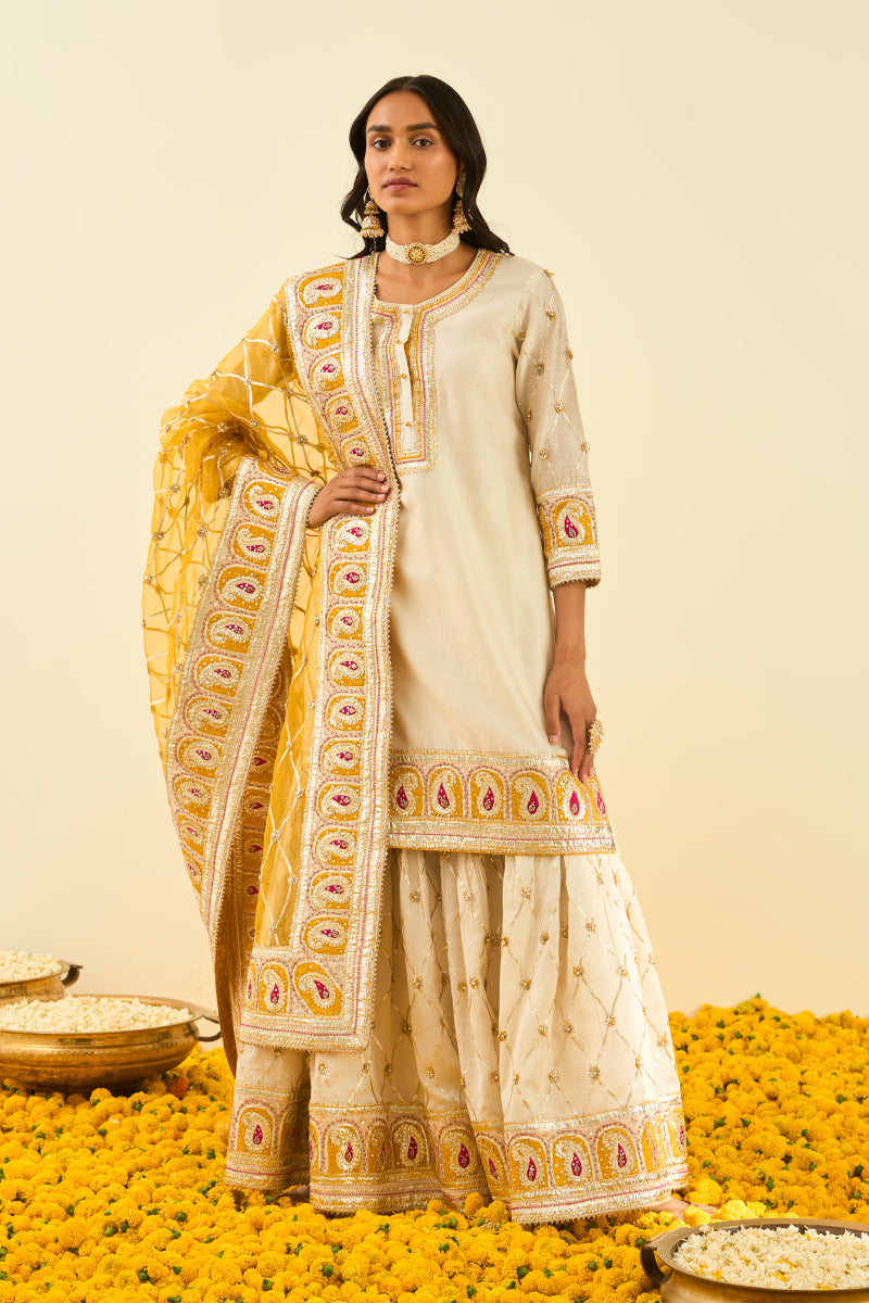 Shabina- Short kurta with garara and dupatta