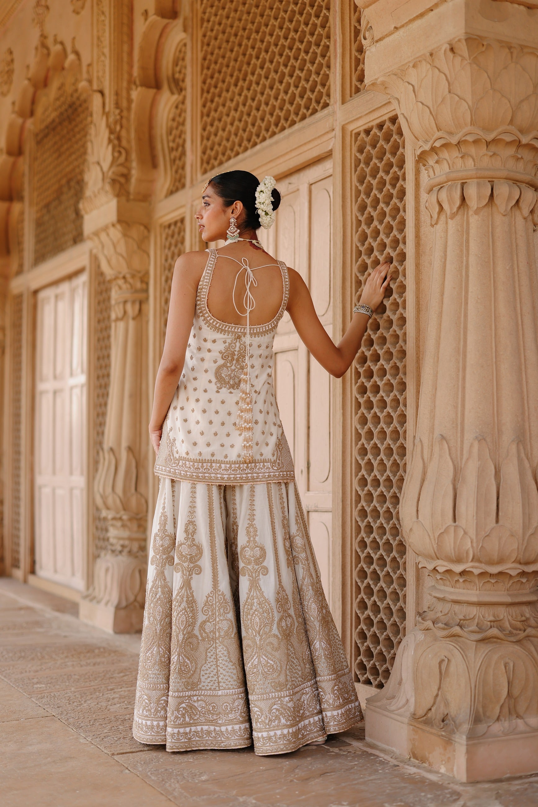 Shabnam - Daisy Ivory Kurta Set with Sharara & Dupatta