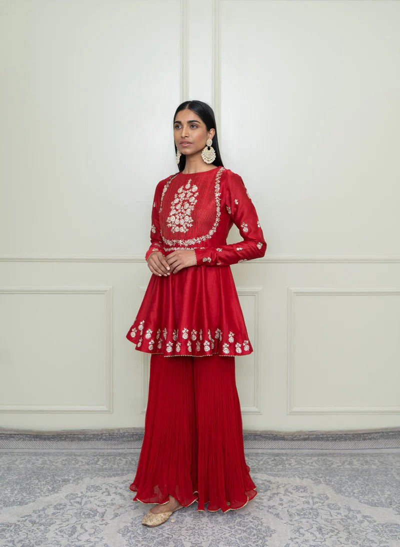 Shahana-Peplum kurta with garara and dupatta