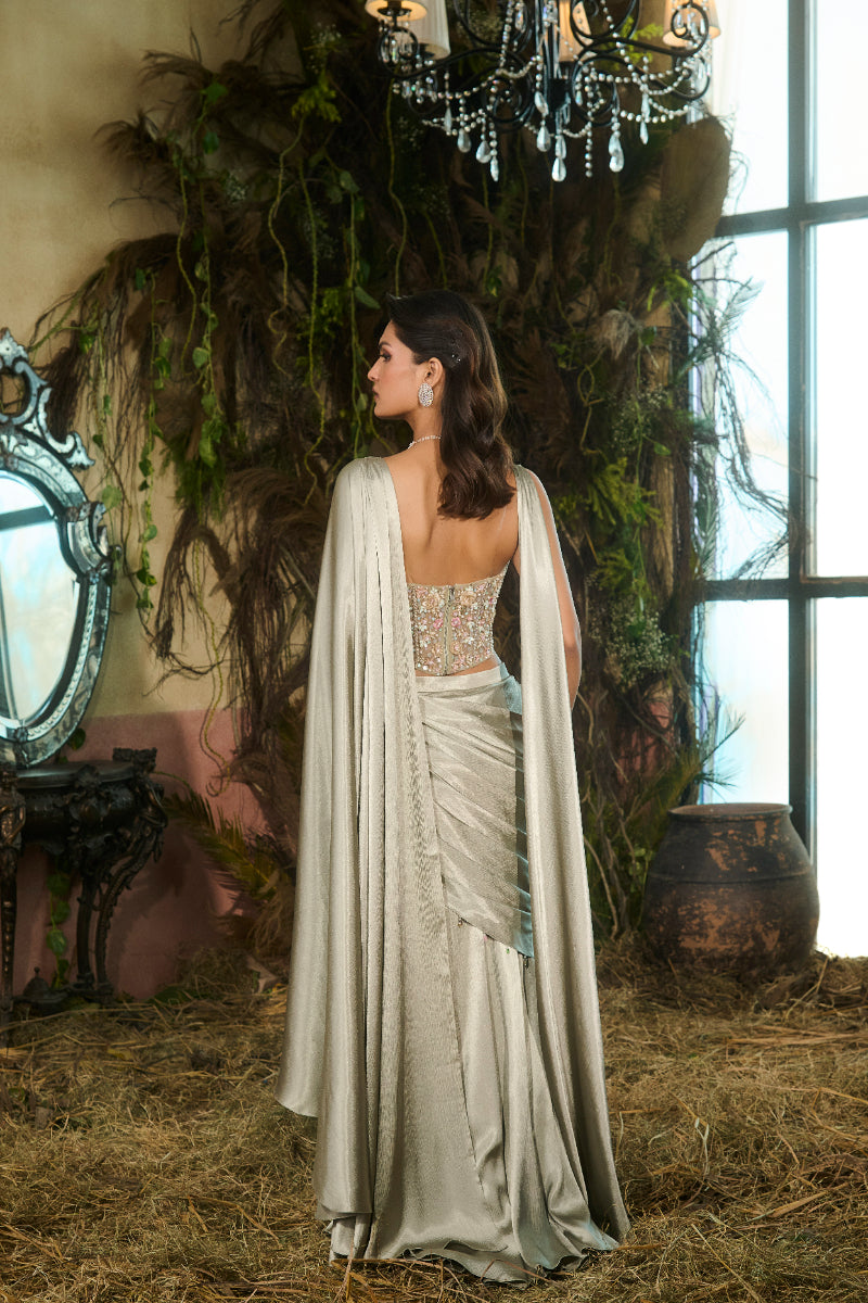 Embellished Corset, Draped Saree