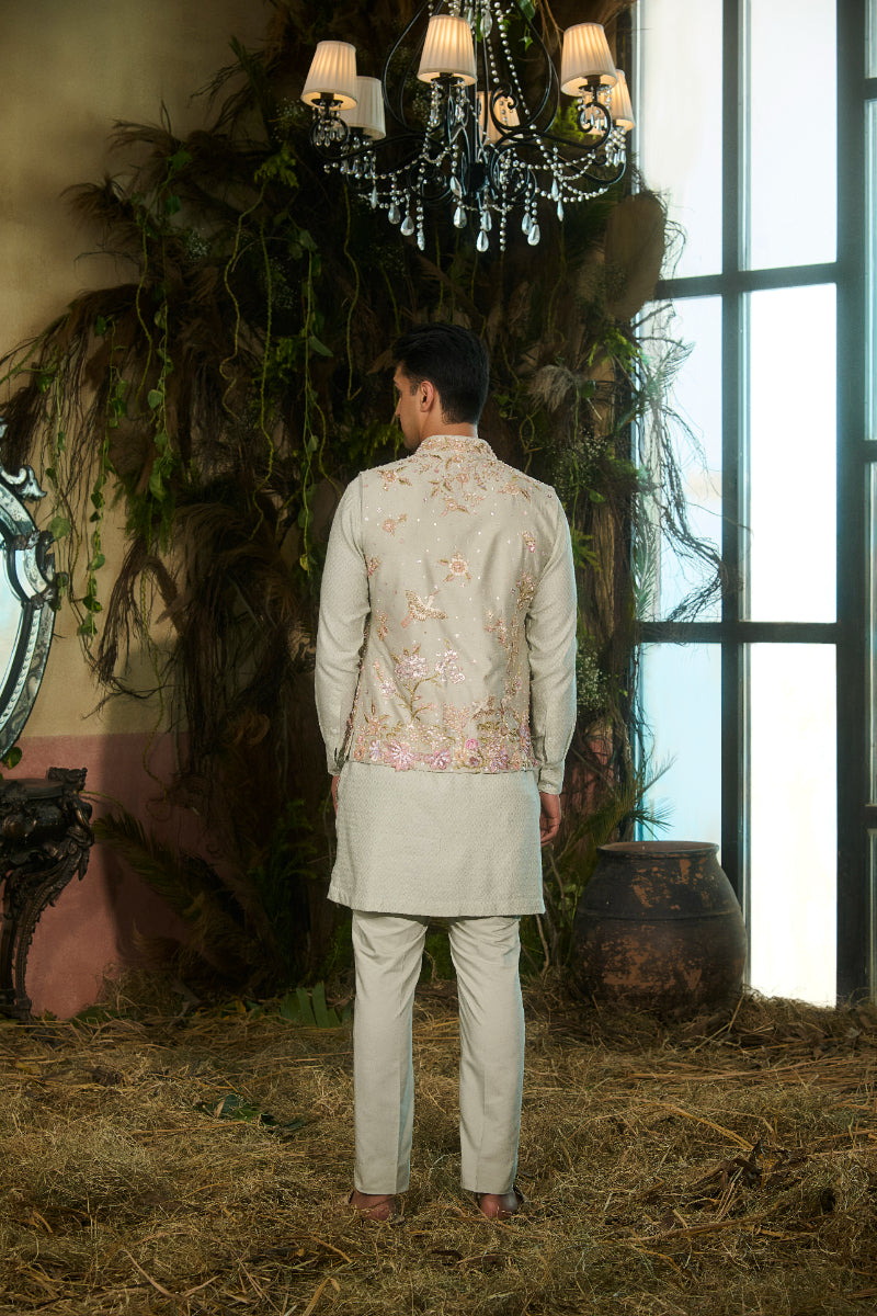 Embroidered Nehru Jacket, Kurta, Pants