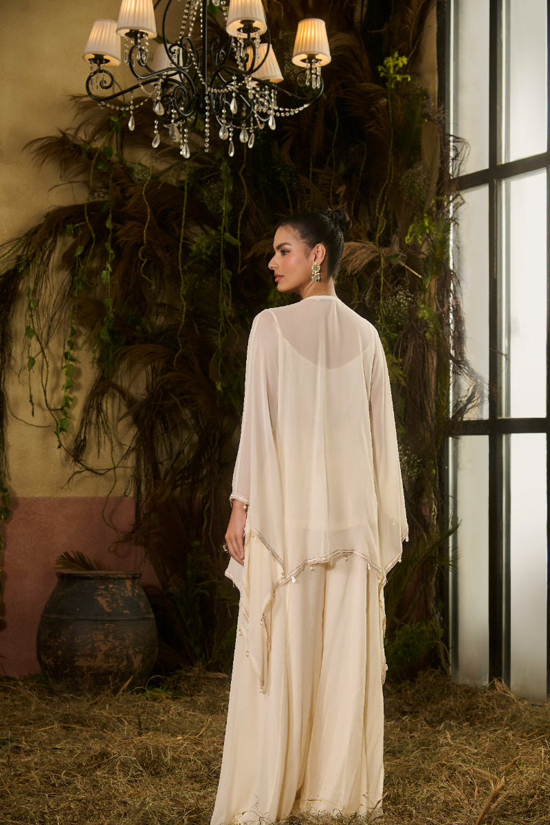 Ivory Kaftan Kurti With Sharara Pants