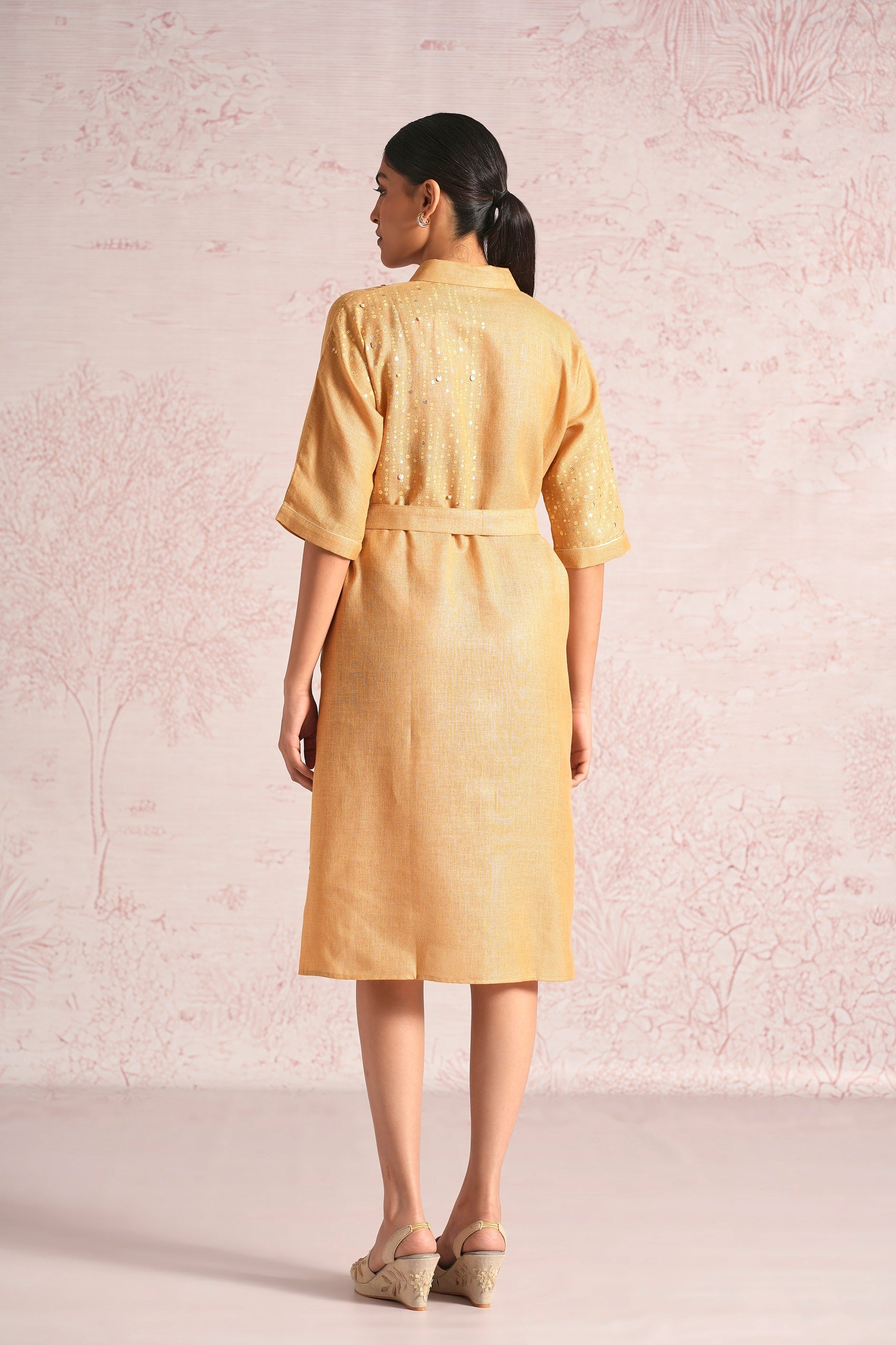 Shimmer Strings Kyra Dress - Cashew