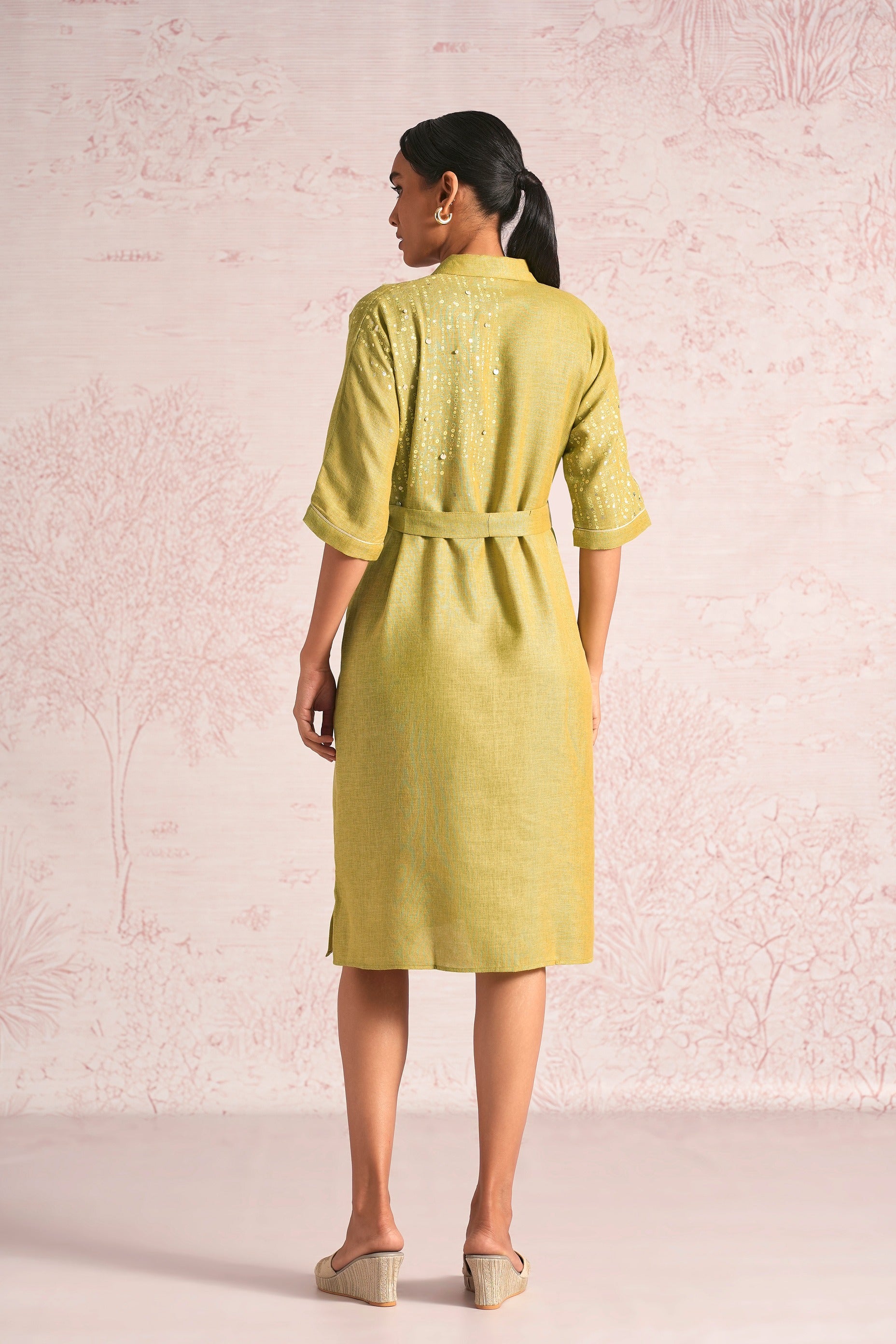 Shimmer Strings Kyra Dress - Pear
