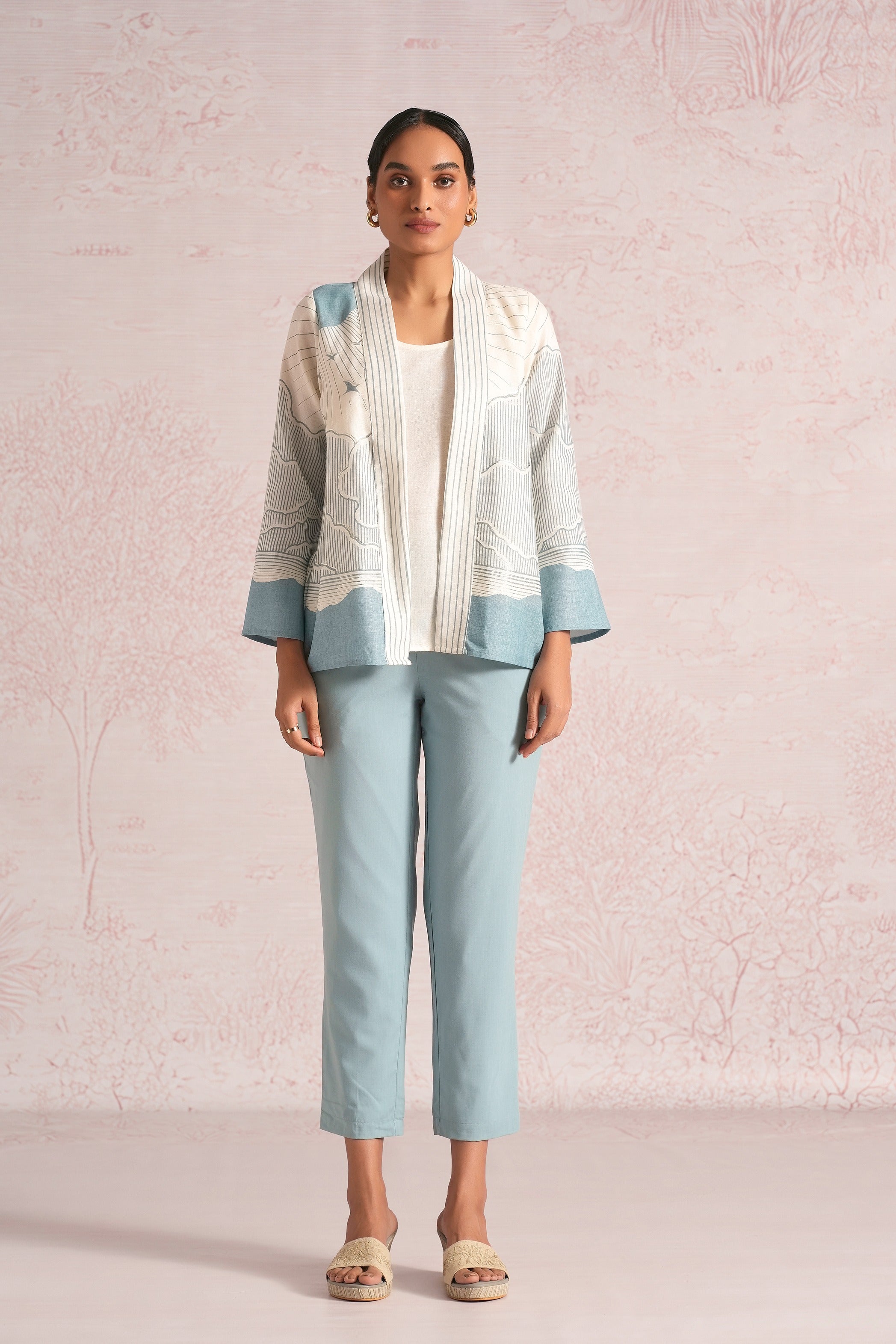 Silver Linning Lylah Jacket Co-ord - Off white + Blueberry