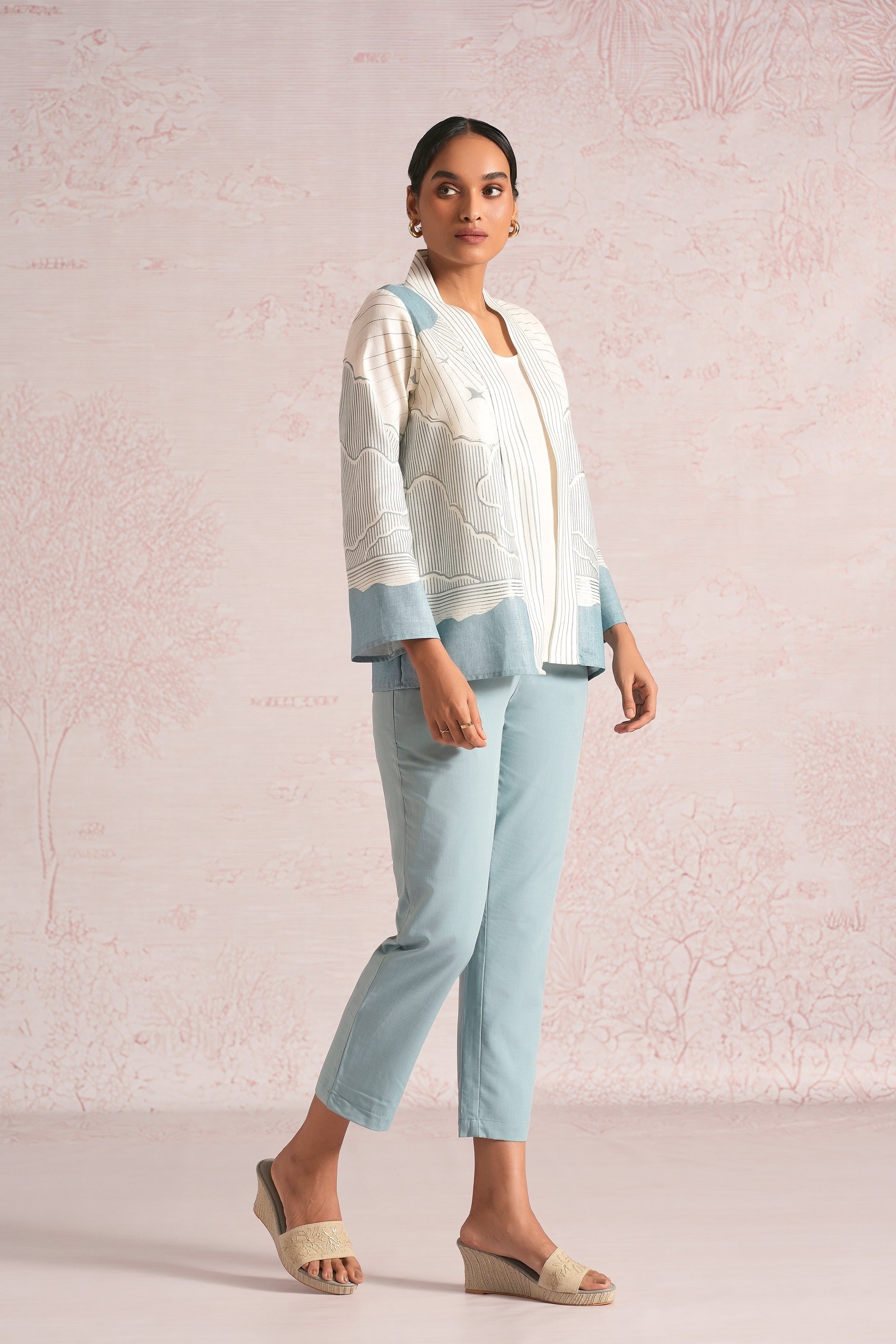 Silver Linning Lylah Jacket Co-ord - Off white + Blueberry