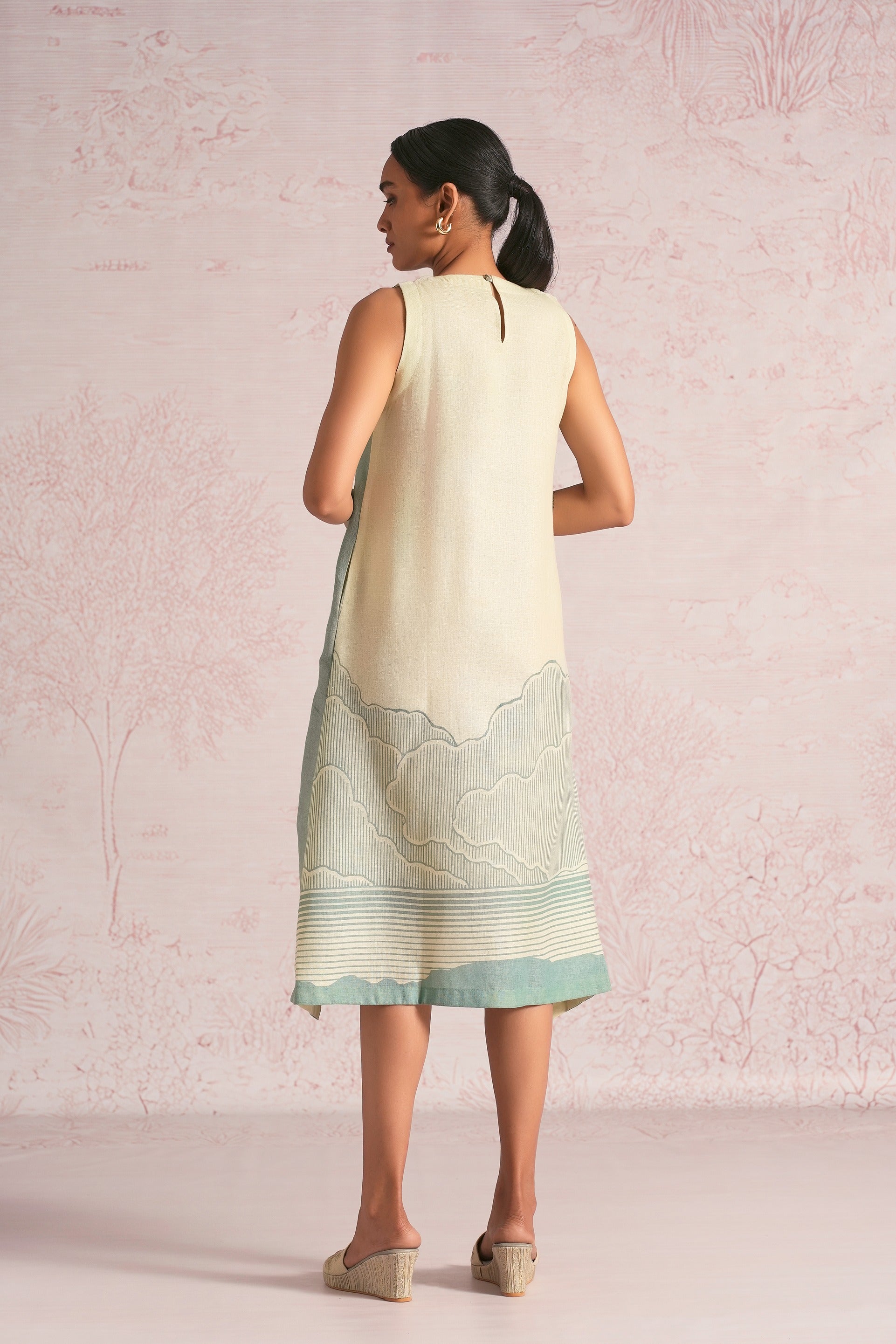 Silver Linning Vanessa Dress - Lane green + Sea green