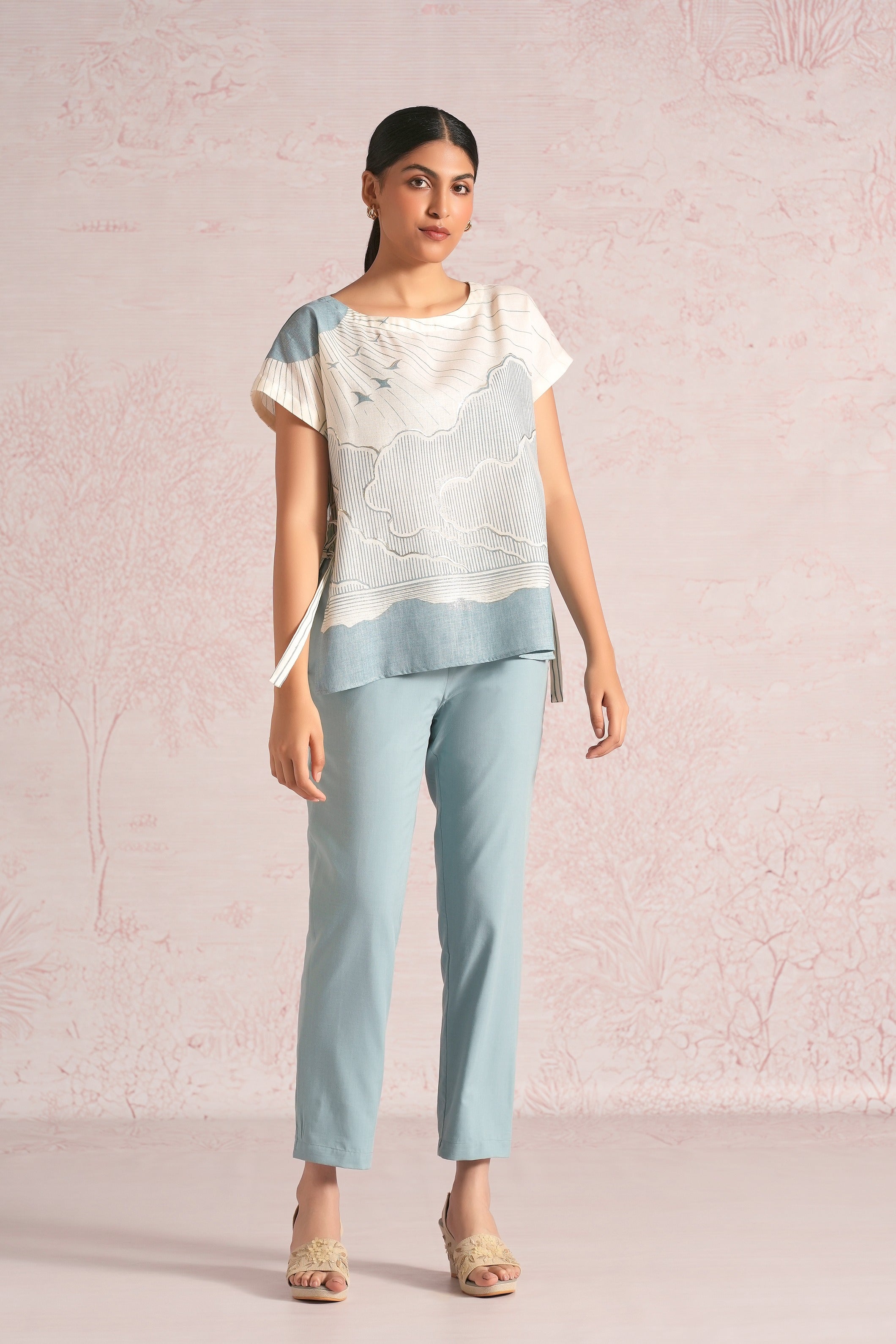 Silver Linning Zoya Co-ord - Off white + Blueberry