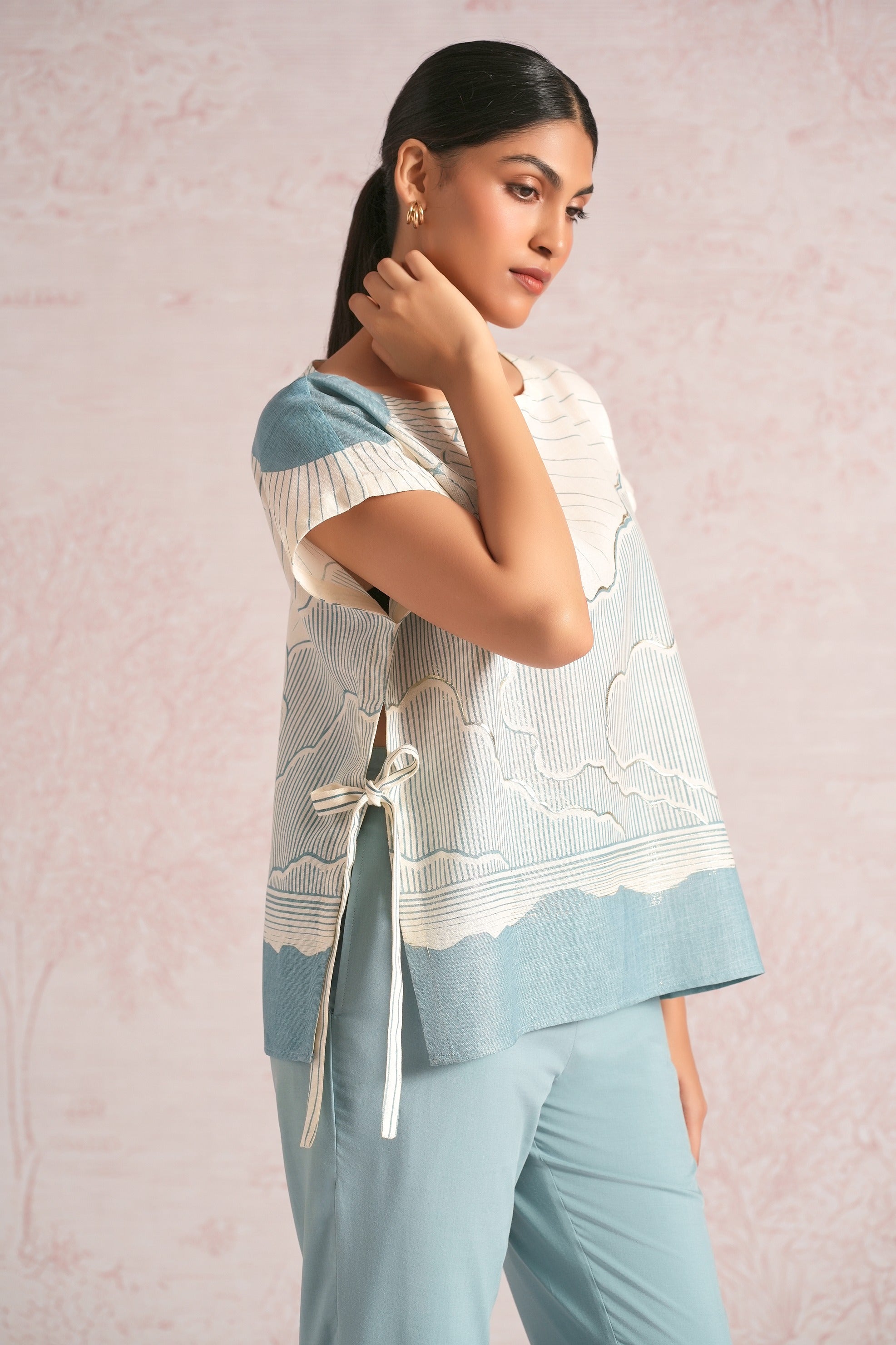 Silver Linning Zoya Co-ord - Off white + Blueberry