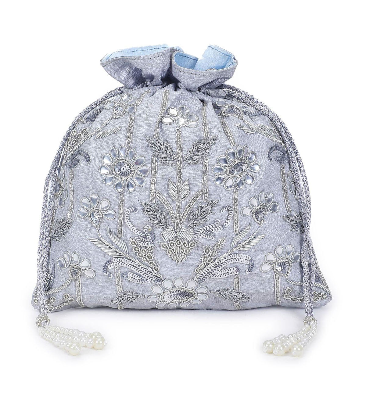 Silver Zardosi Potli