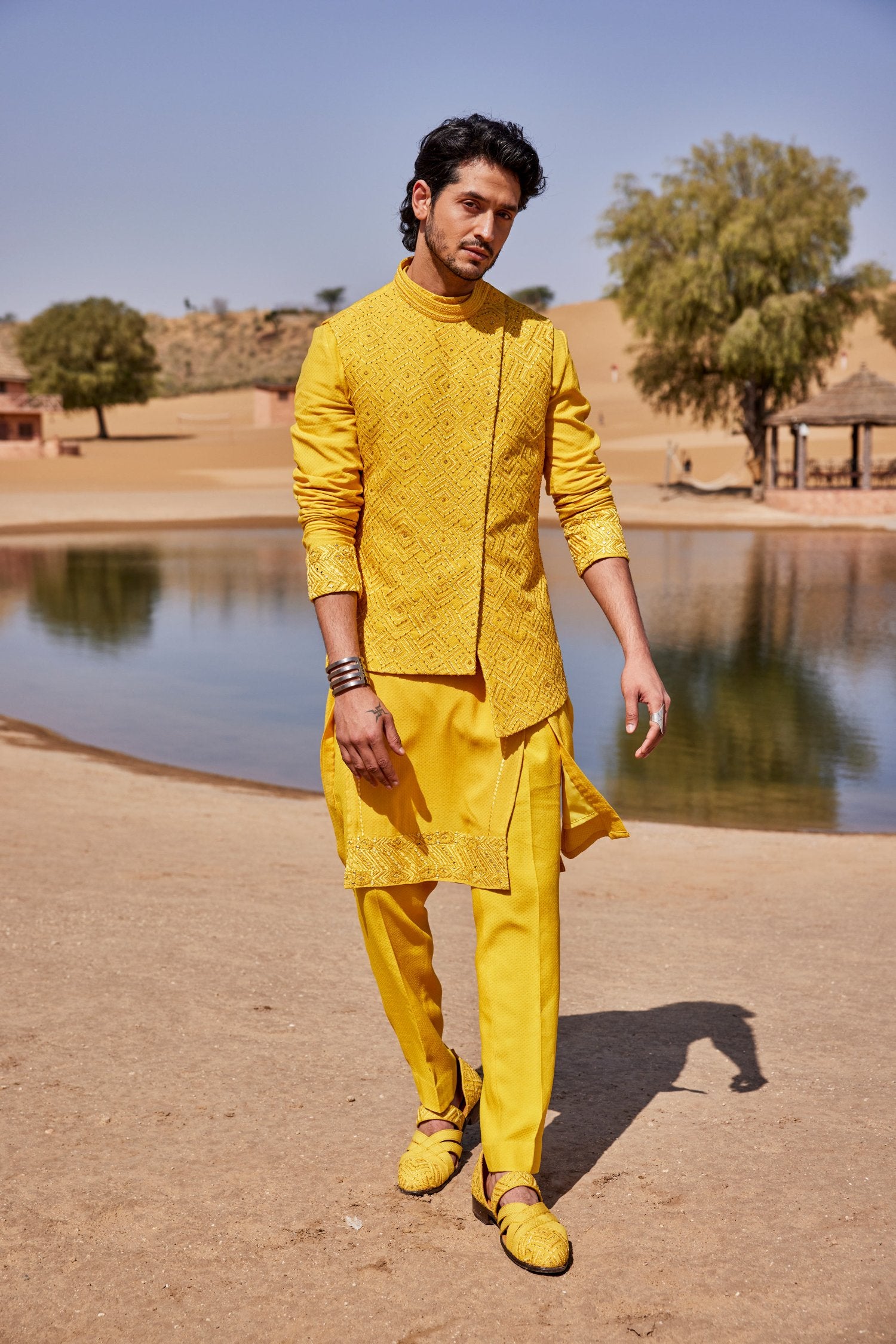 Yellow Slant
Cut Waist Coat Set