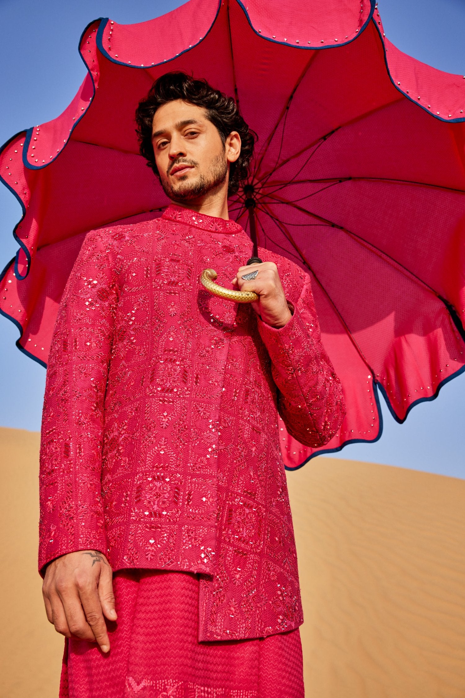 Hot Pink Slant
Cut Style Bandhgala Set