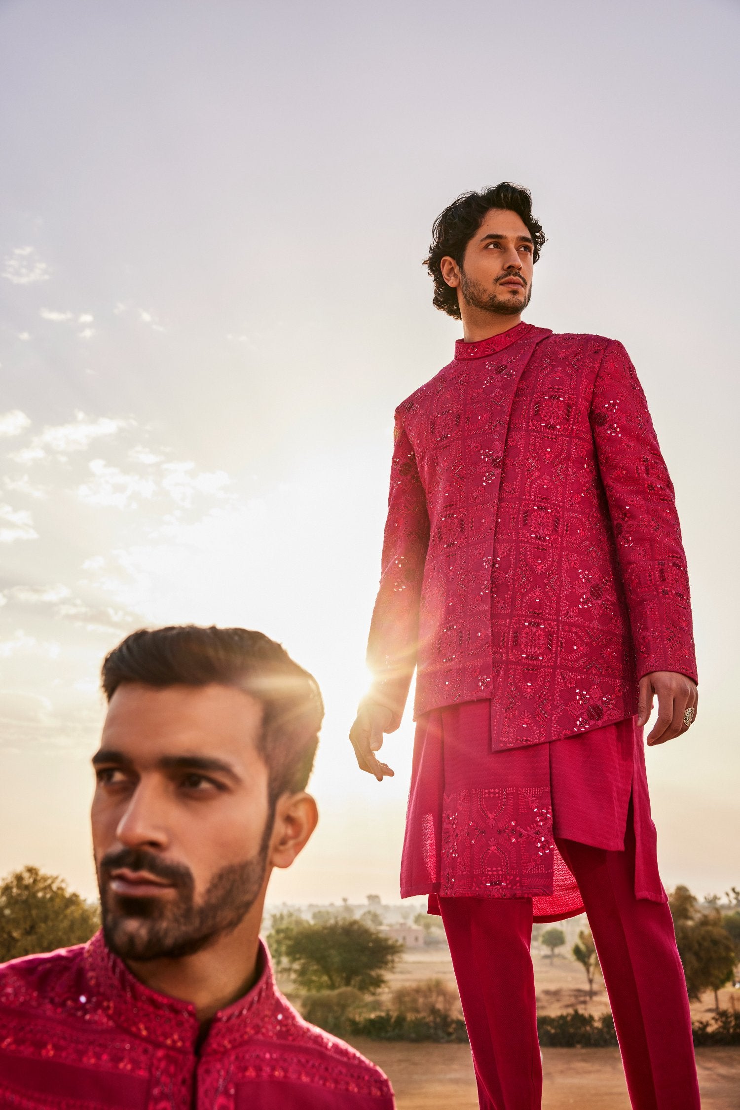Hot Pink Slant
Cut Style Bandhgala Set