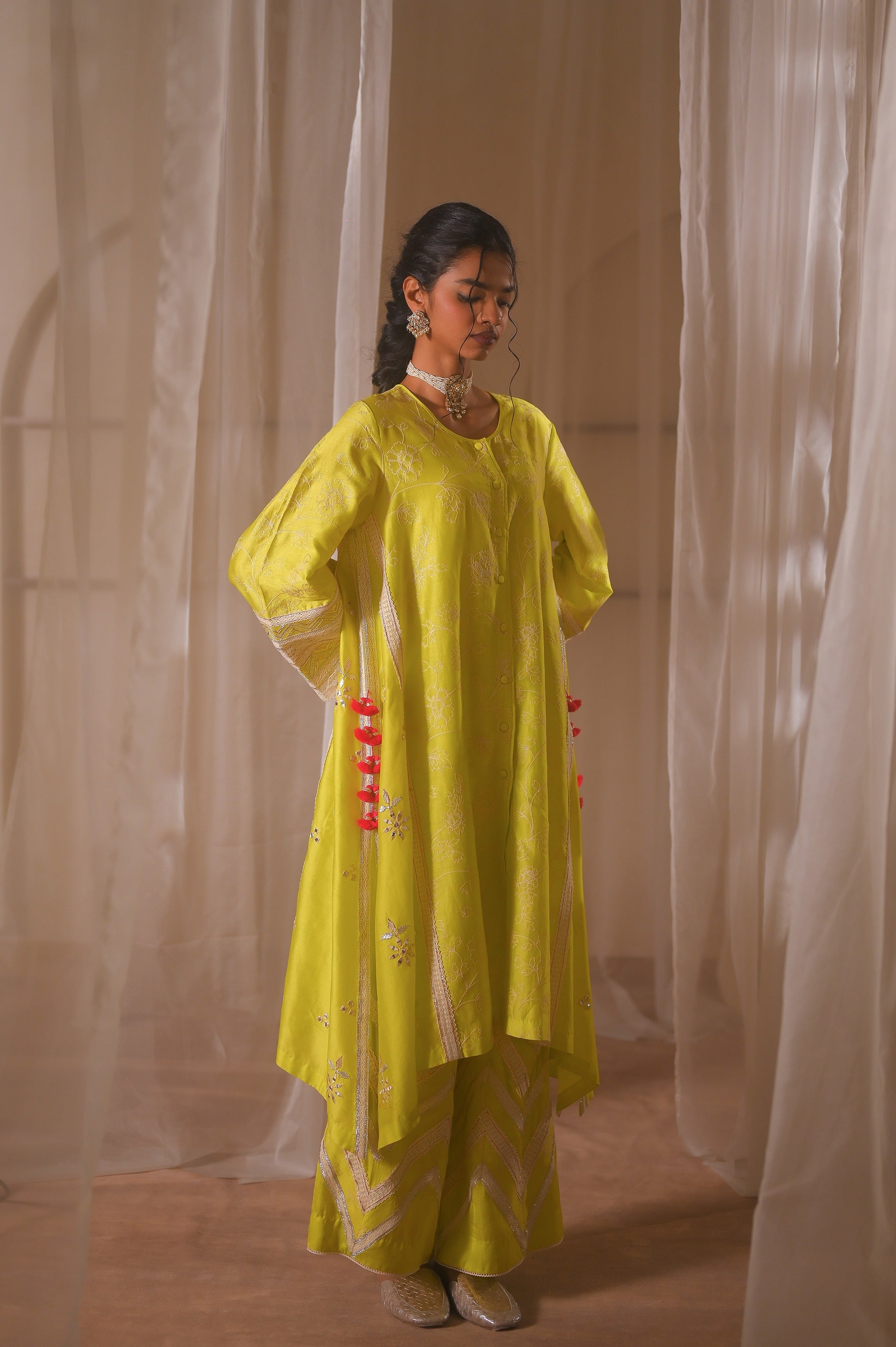 Front Open Side Kali Kurta Set