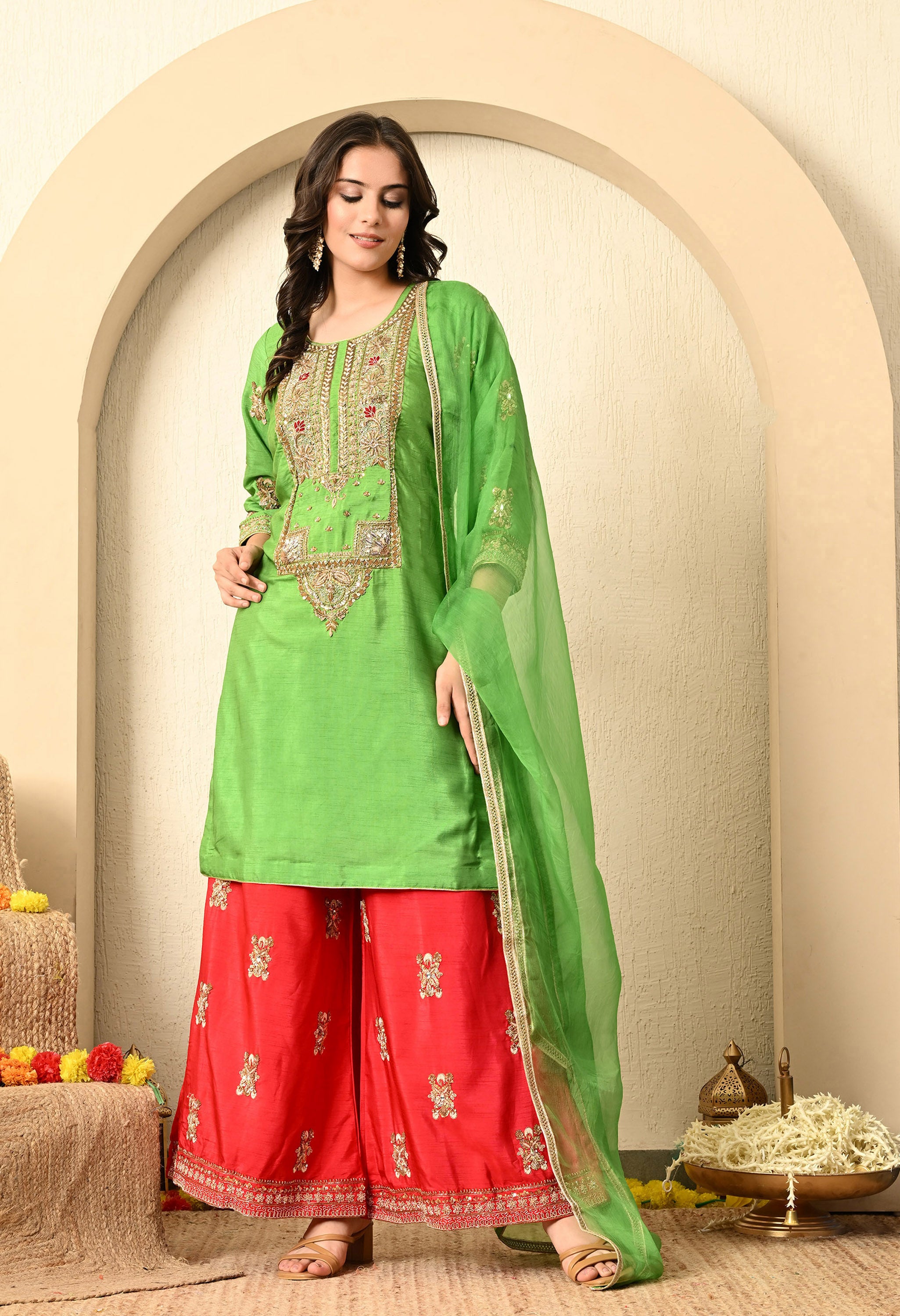 Parrot Green Kurta Set