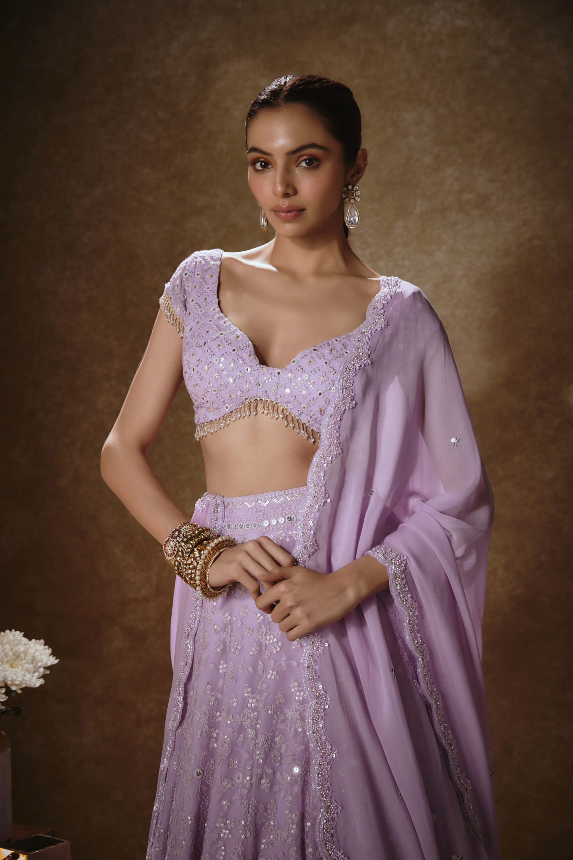 Lilac lehenga set