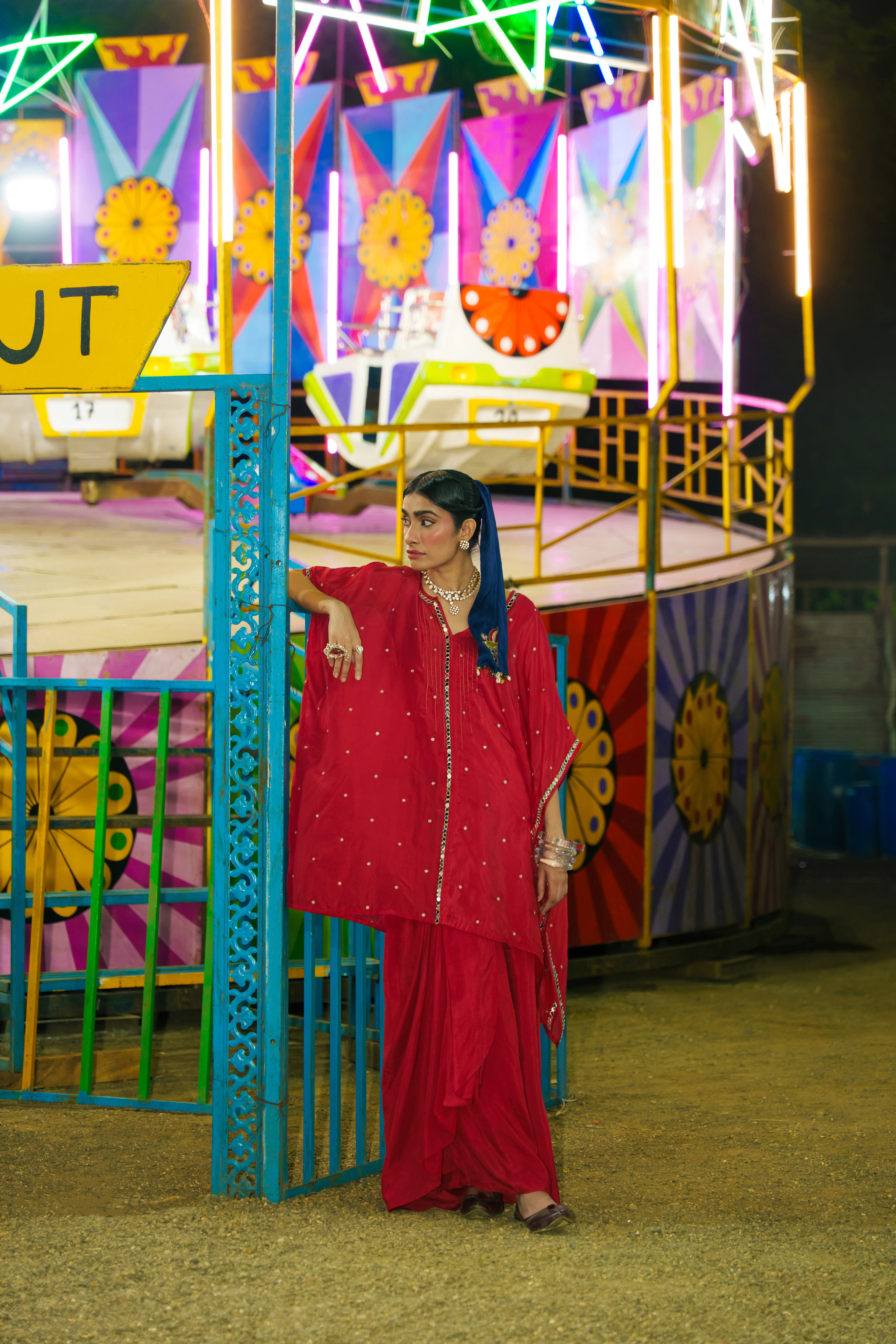 Red Drape Skirt Set