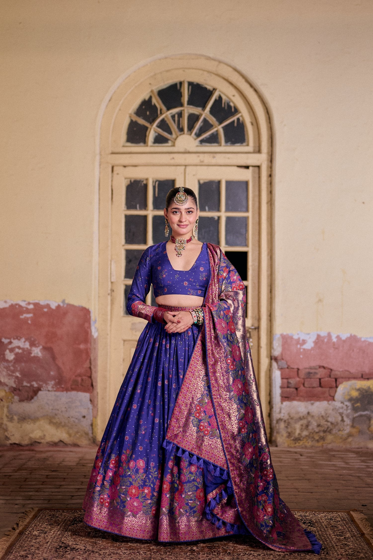 BLUE LEHENGA MOONLIGHT DUPATTA VEGAN SILK