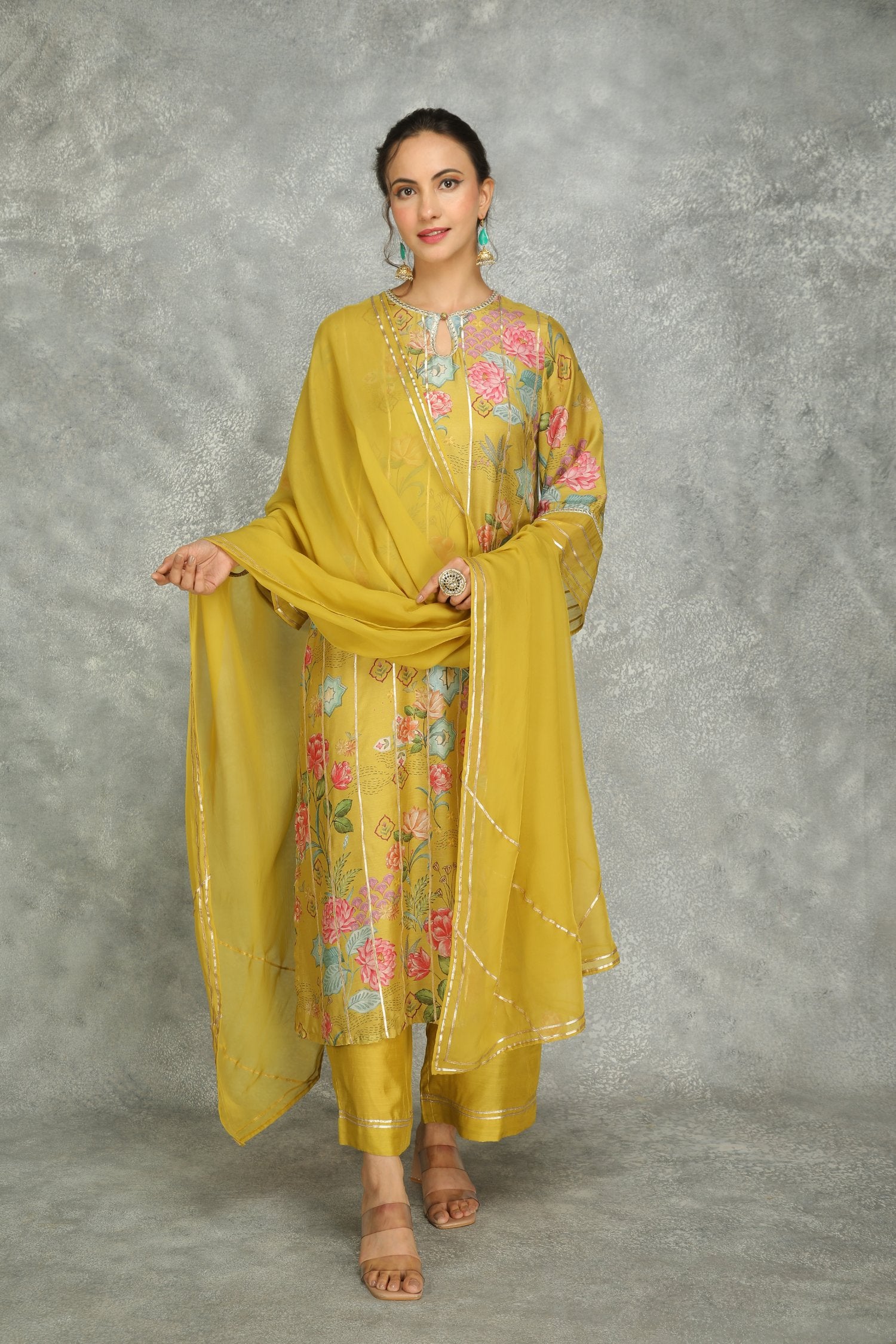 Printed Kurta With Pants And Dupatta