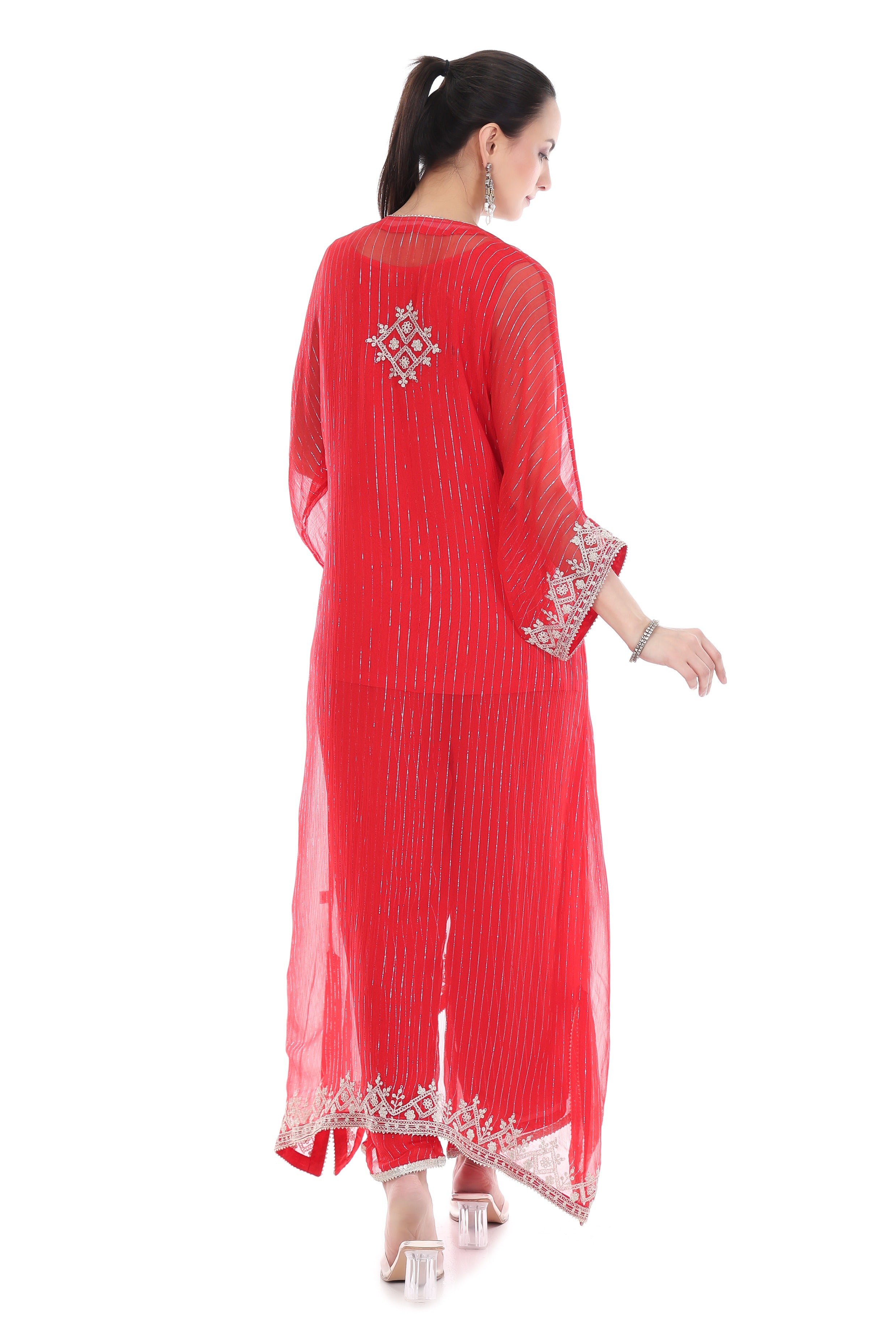 Red Embroidered Kaftaan Set