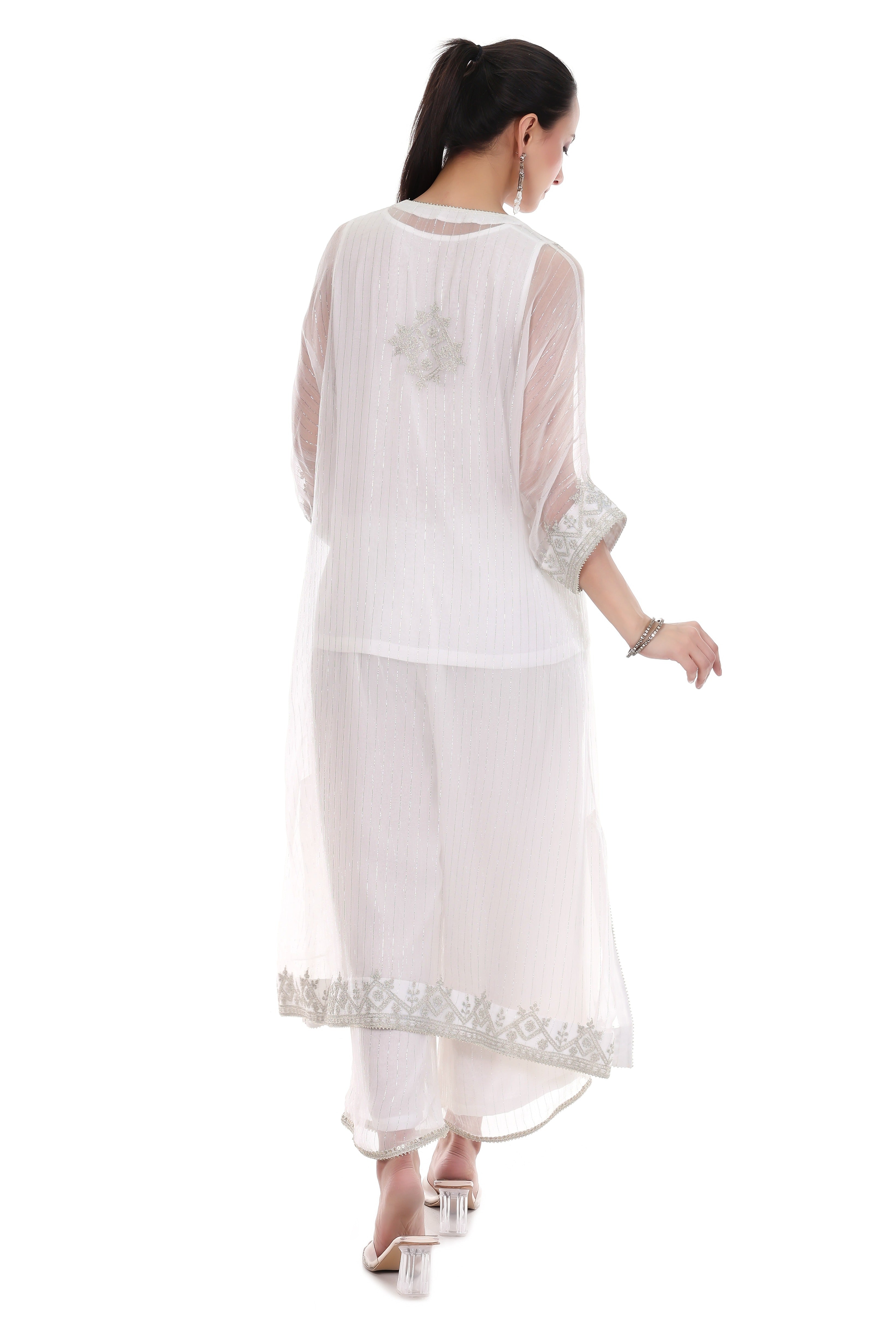 White Embroidered Kaftaan Set