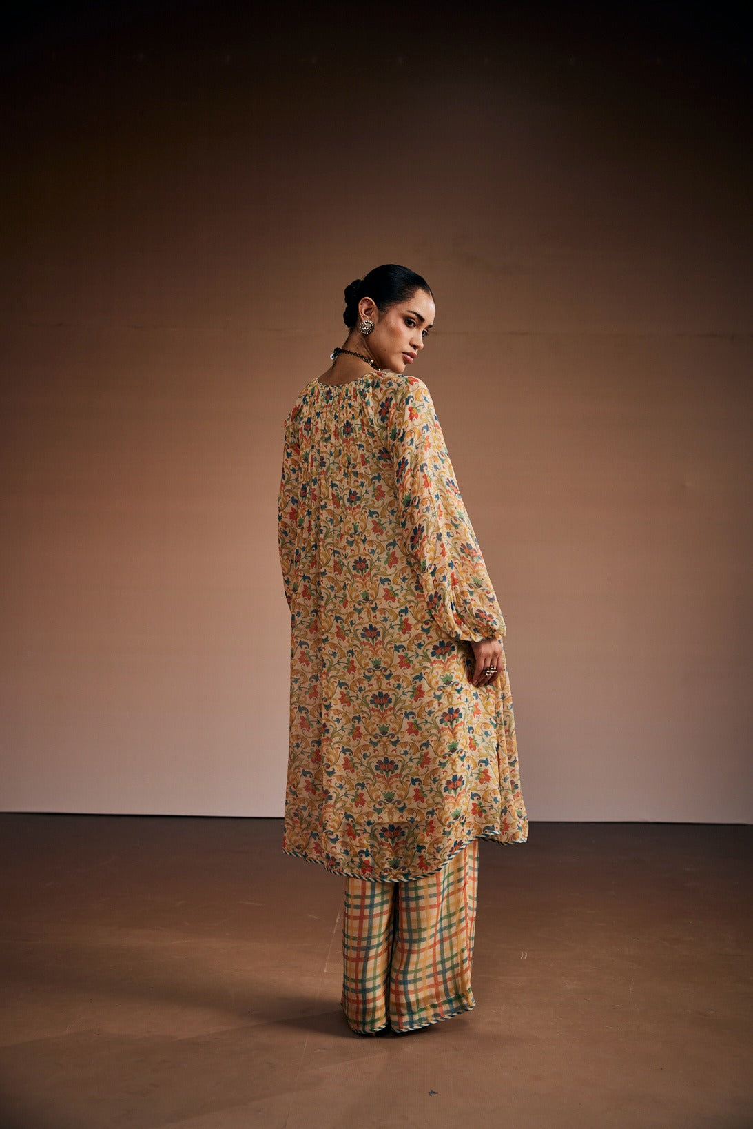 Warm Grey Vintage Floral Kaftan