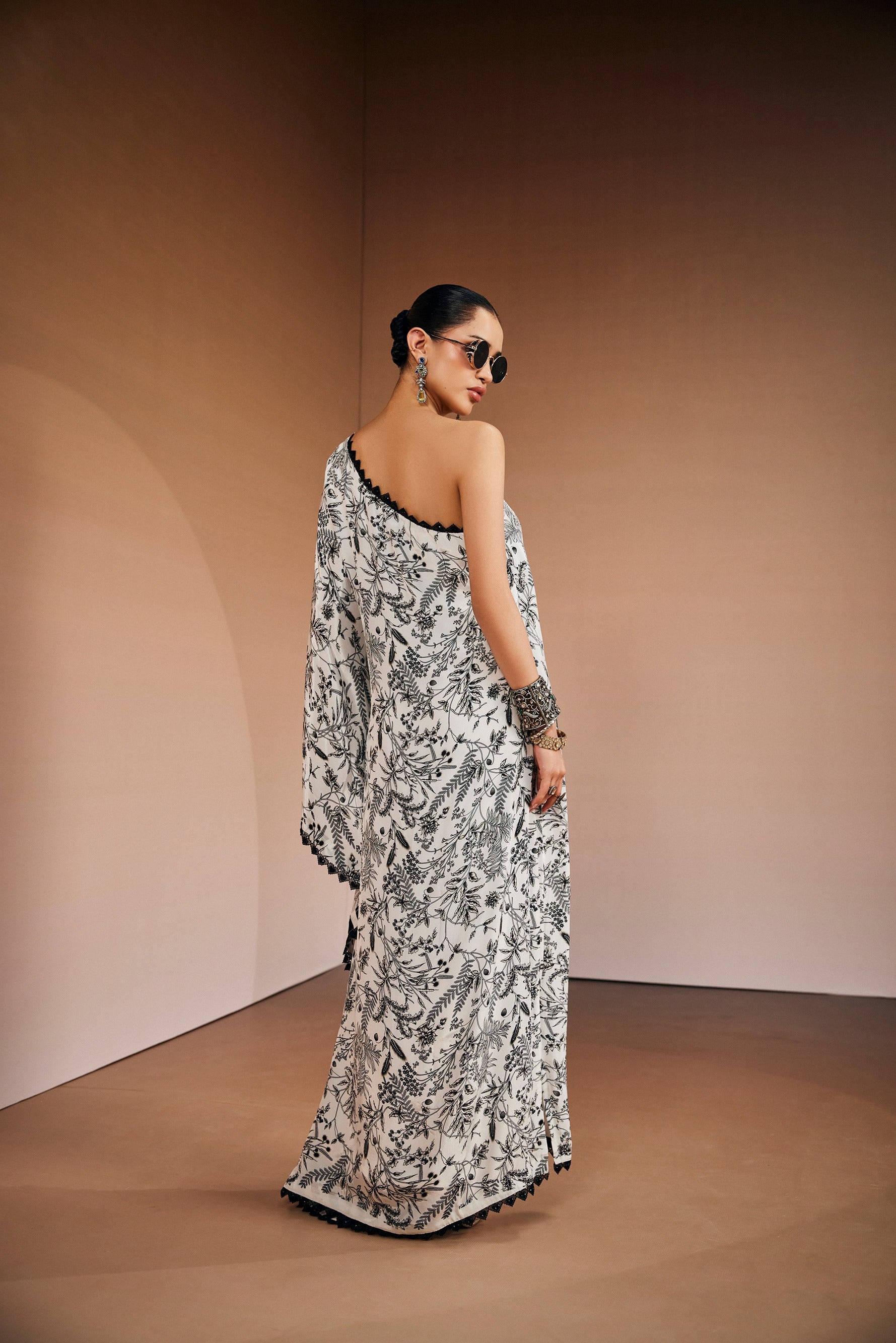 Black & White Botanical Kaftan